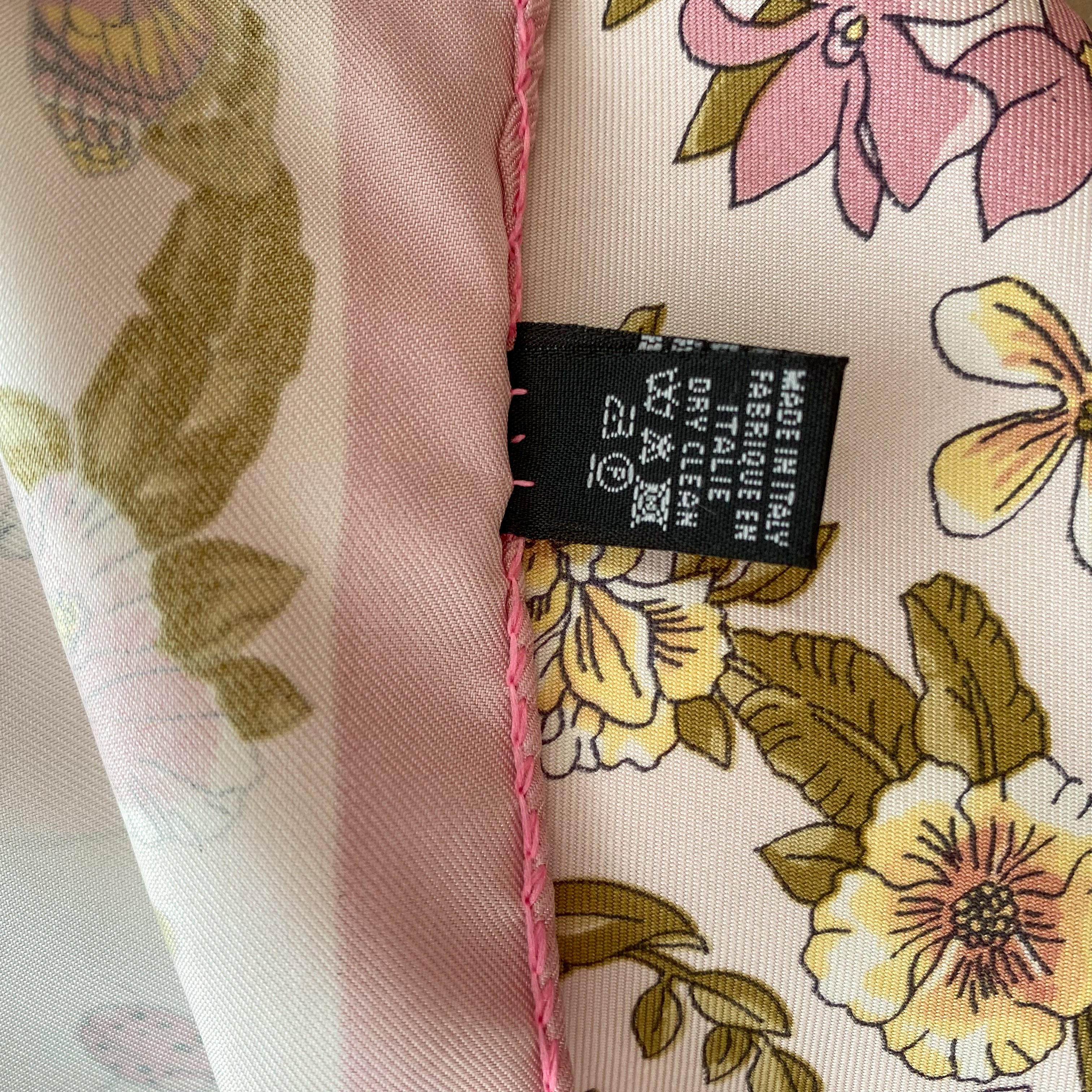Butterfly and Floral Pastel Vintage Silk Scarf