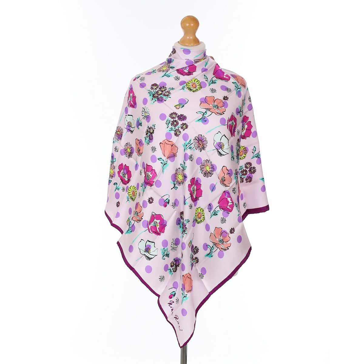 Nina Ricci Pink Floral Silk Scarf