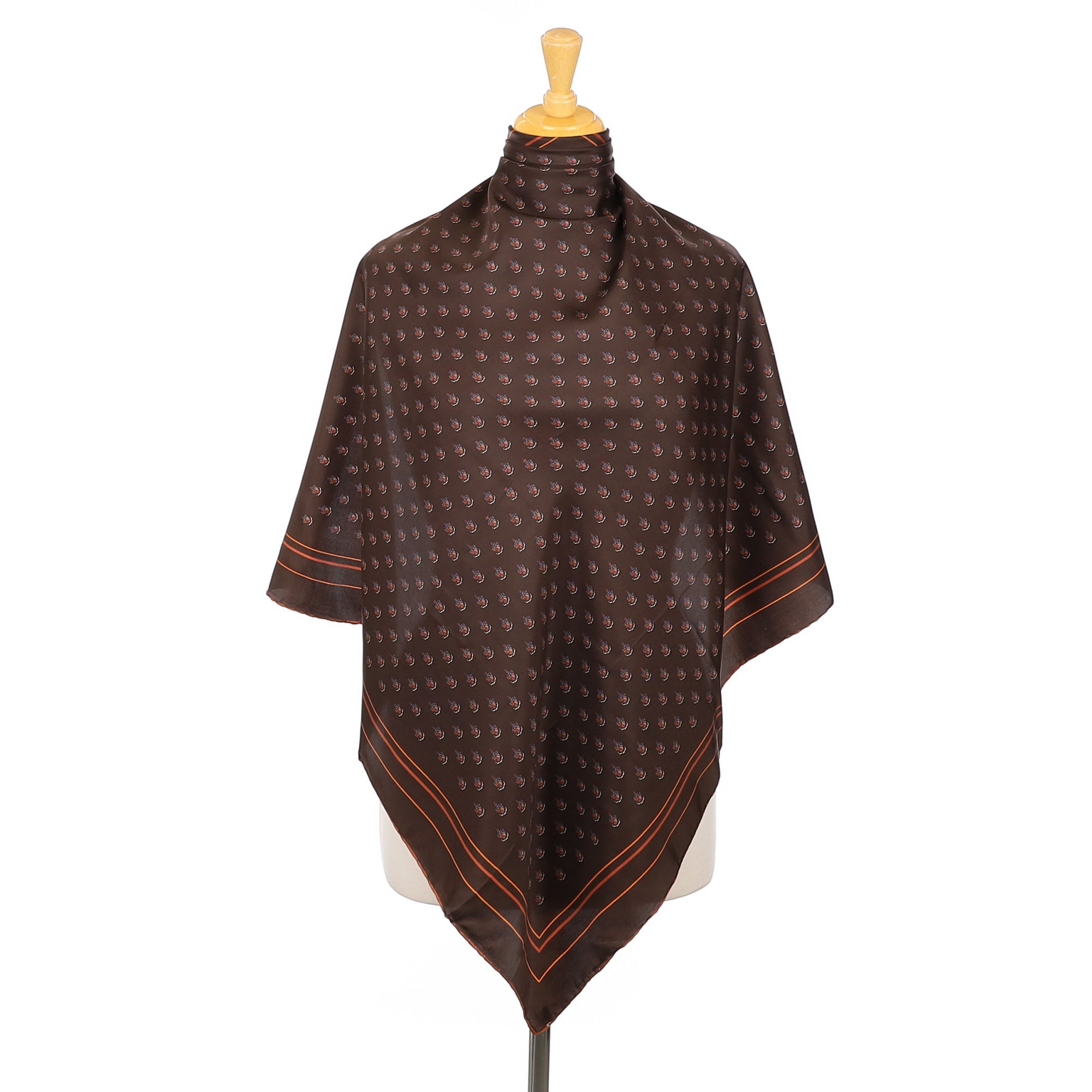 Ostinelli Brown Patterned Vintage Silk Scarf
