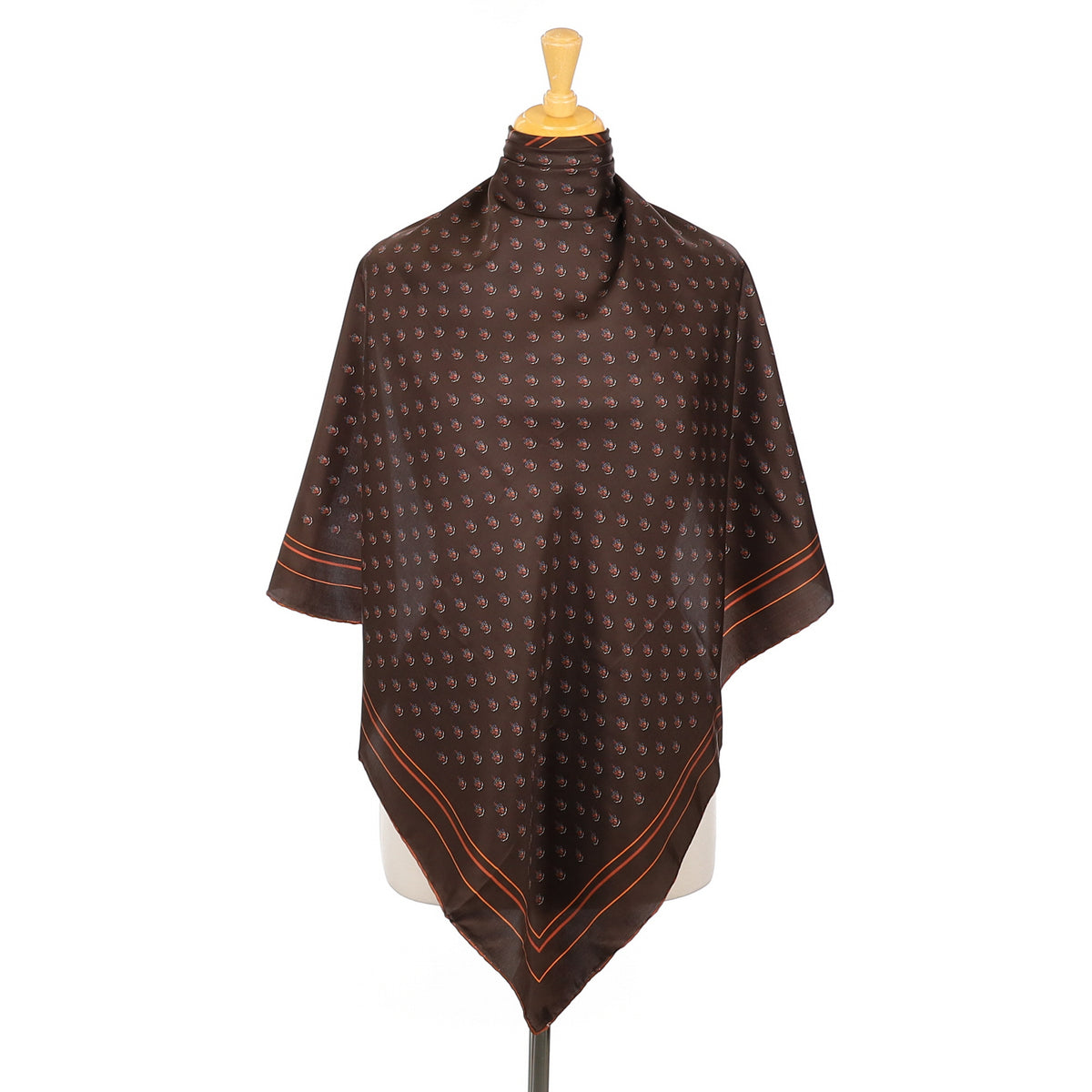 Ostinelli Brown Patterned Vintage Silk Scarf