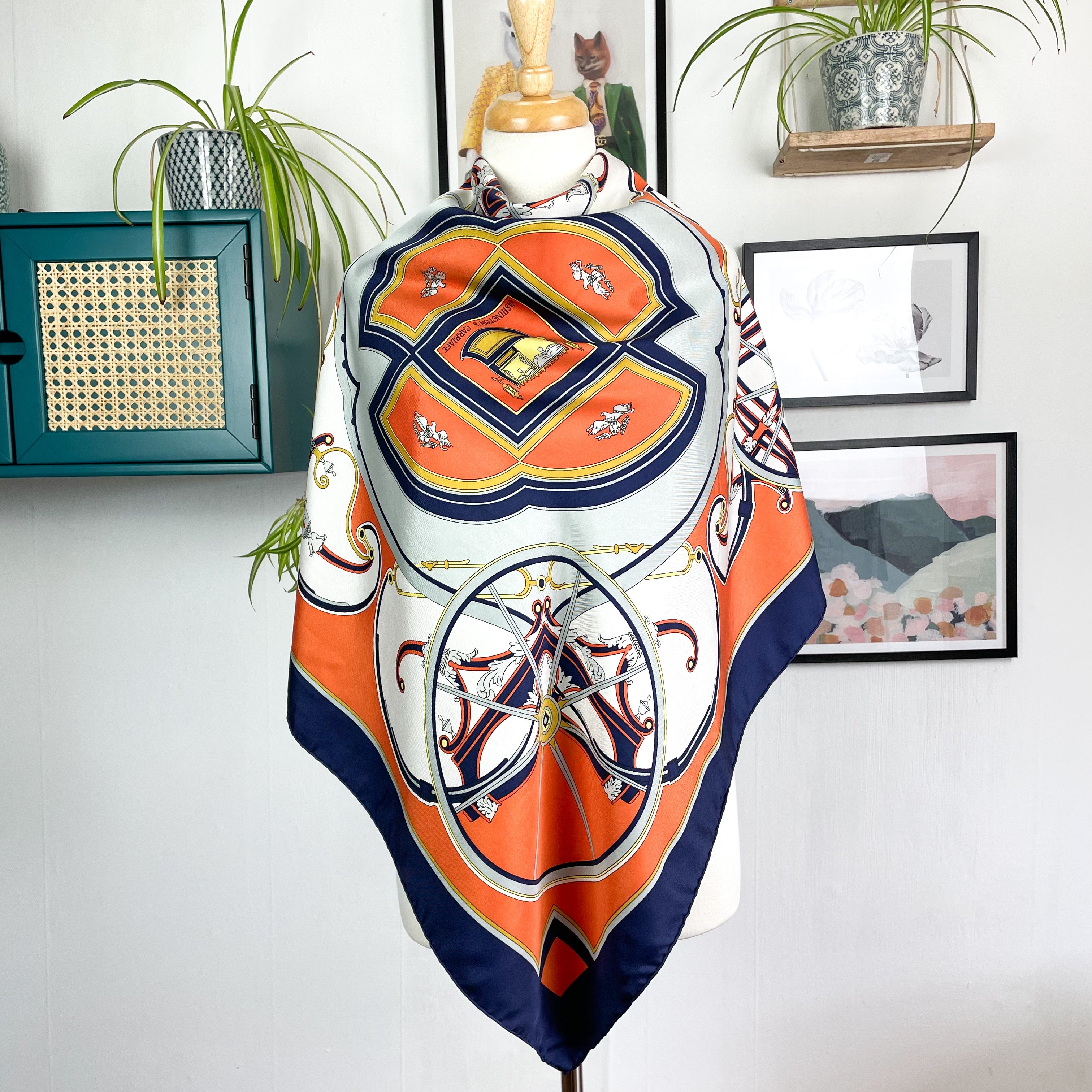 Boxed Hermes Washingon’s Carriage Designer Silk Scarf