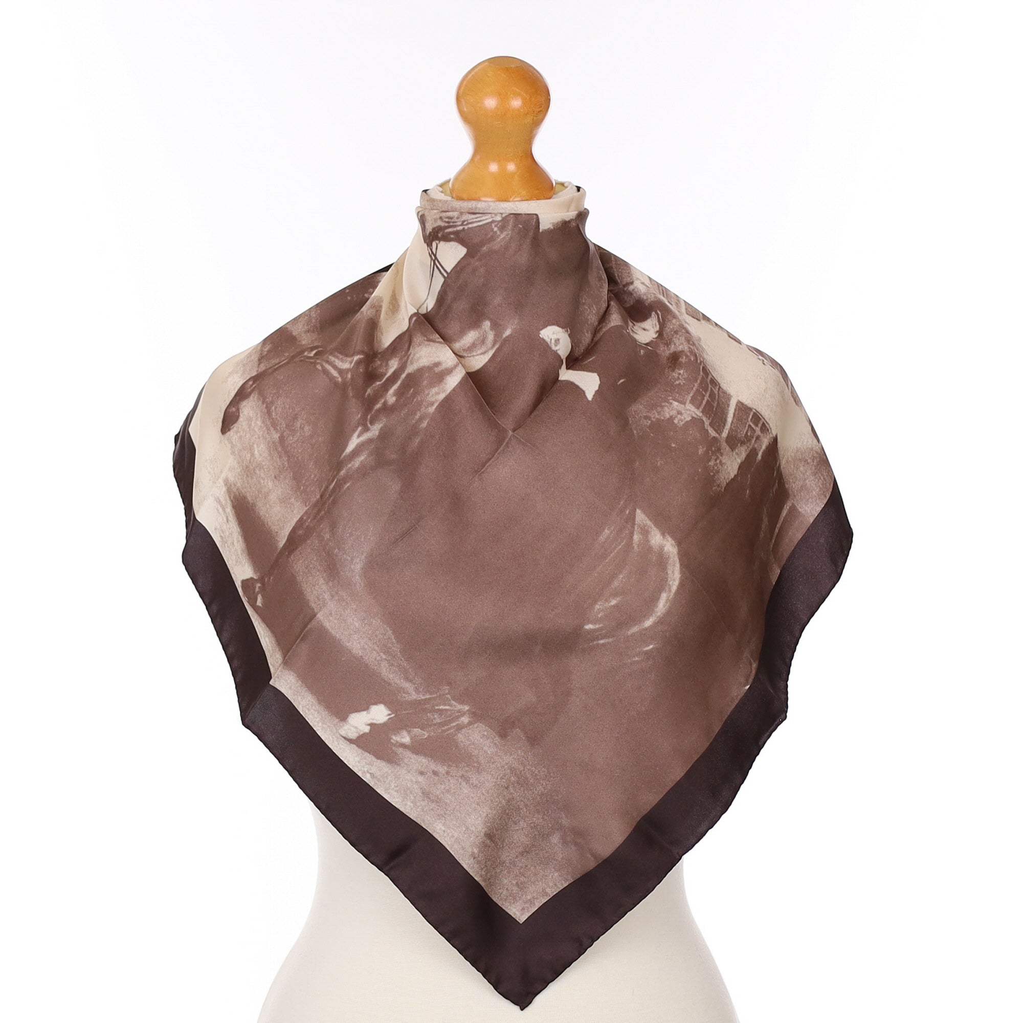 Monochrome Horse and Lady Silk Scarf