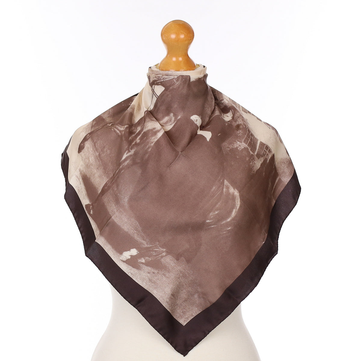 Monochrome Horse and Lady Silk Scarf
