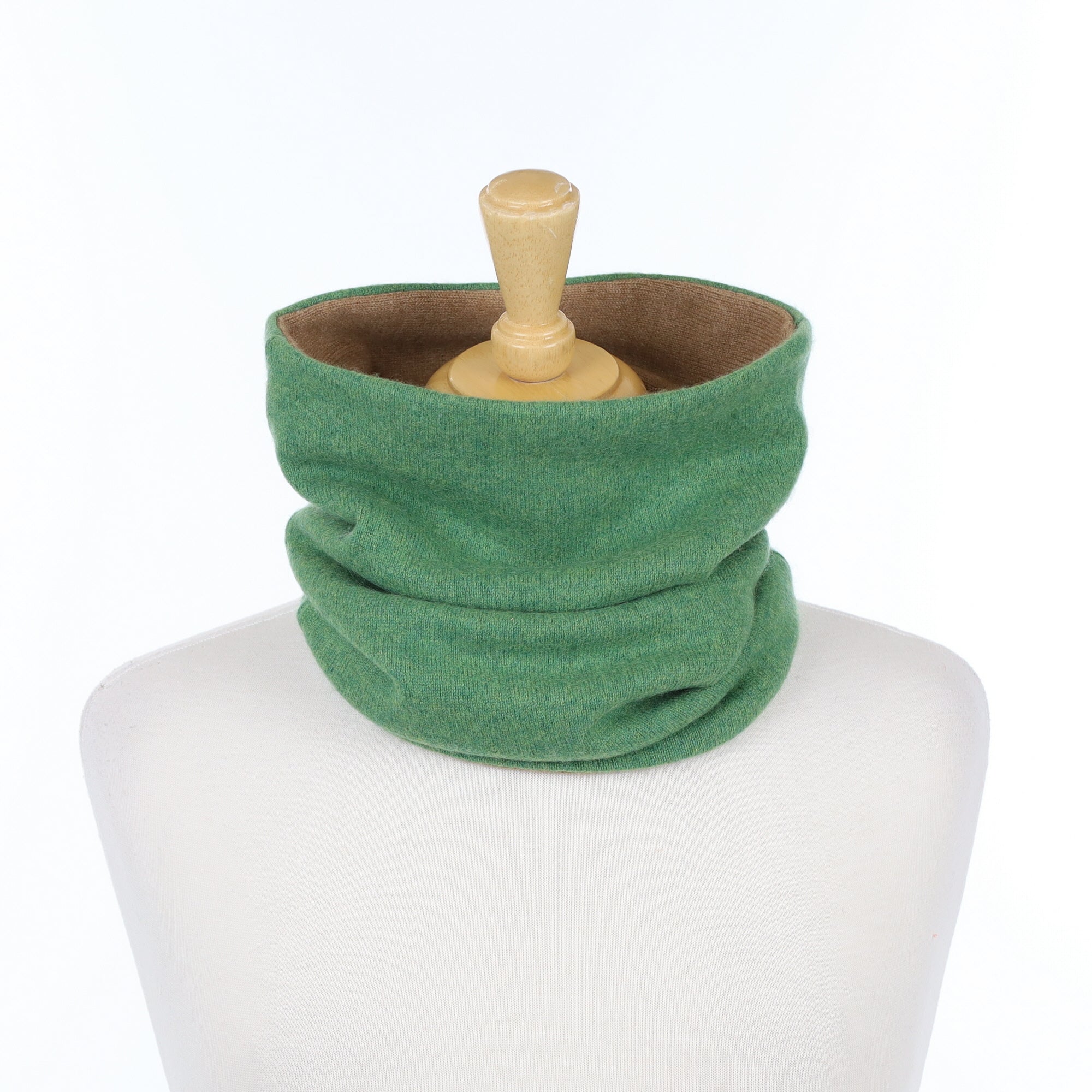 Jade Green and Taupe Luxury Double Layered Snood