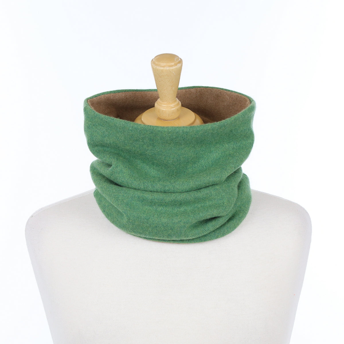 Jade Green and Taupe Luxury Double Layered Snood