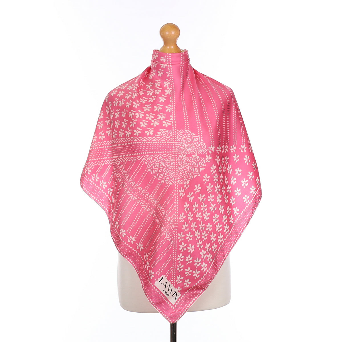 1960’s Lanvin Pink Patterned Vintage Silk Scarf