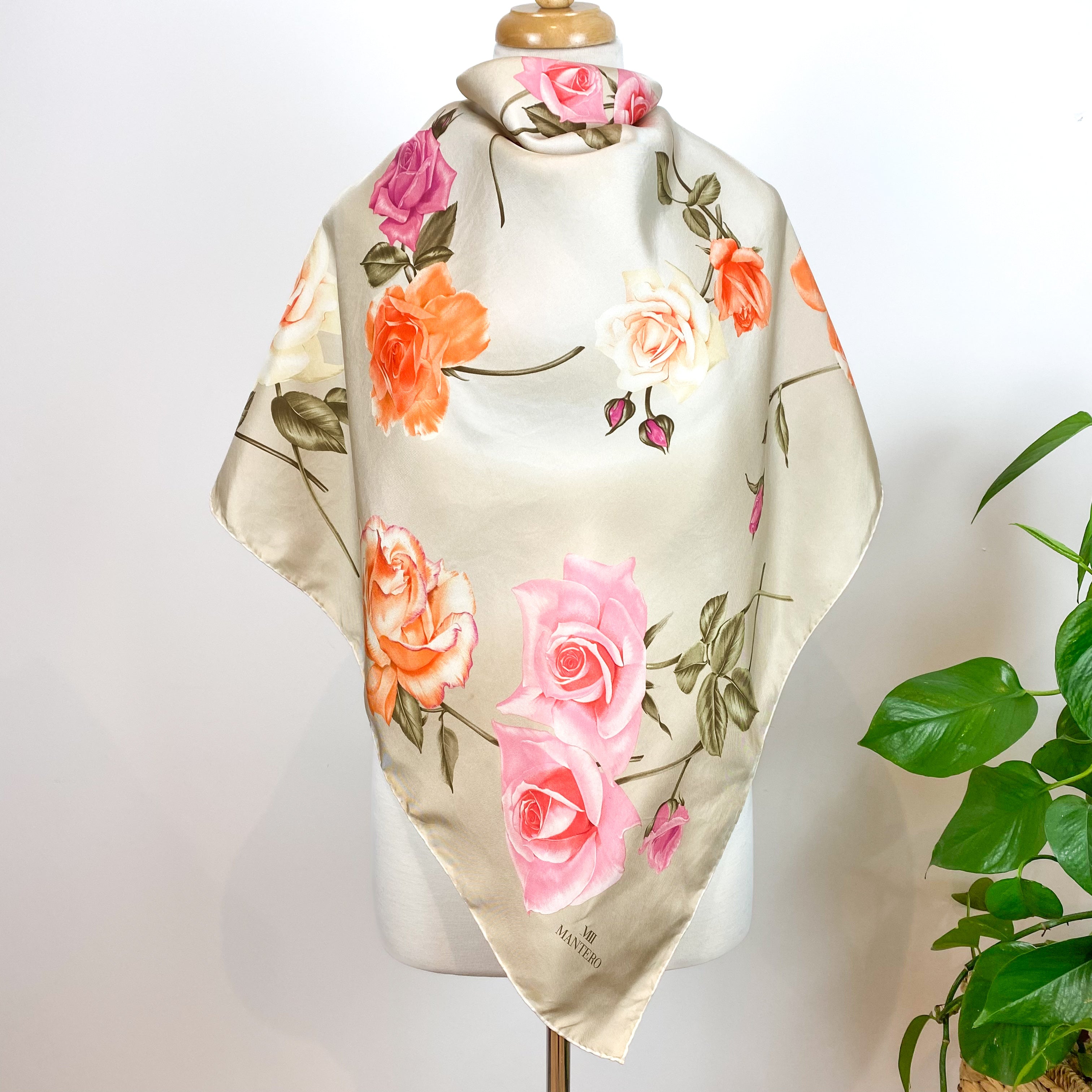 Mantero Floral Design Italian Silk Scarf