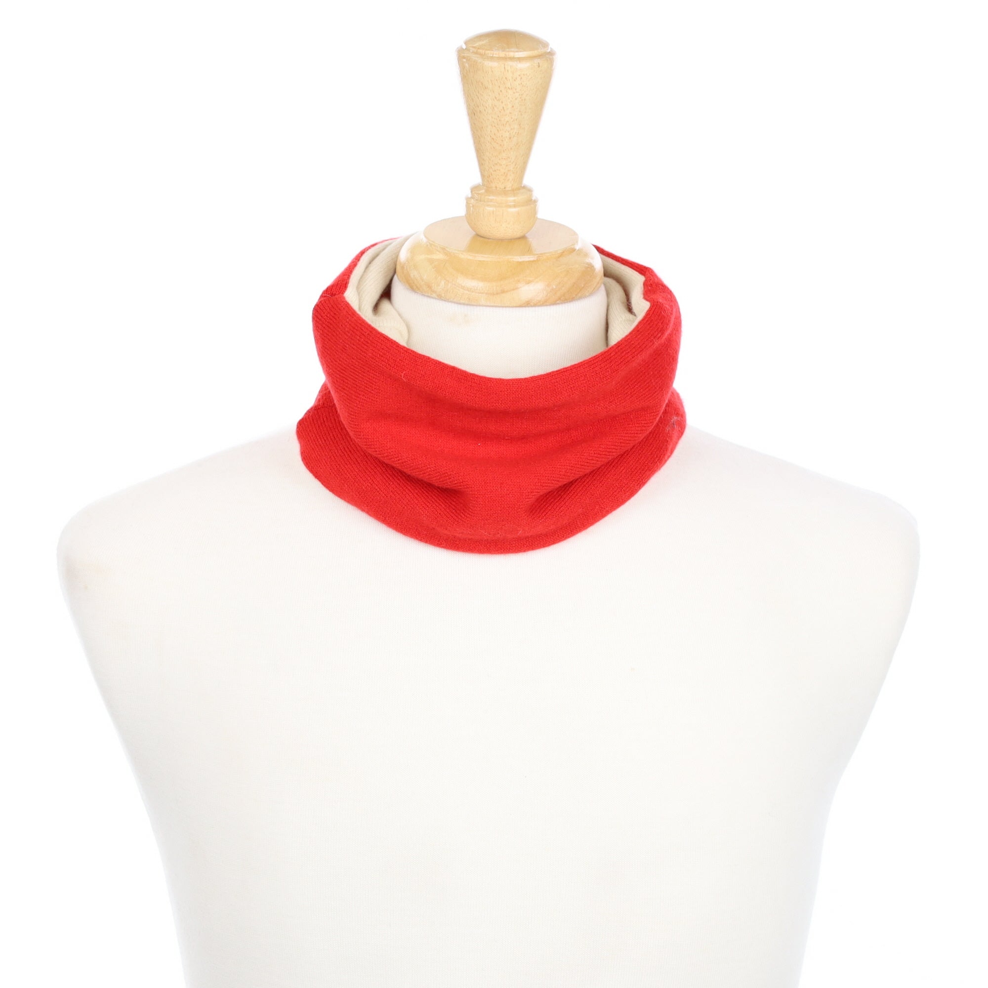 Scarlet Red and Cream Neck Warmer