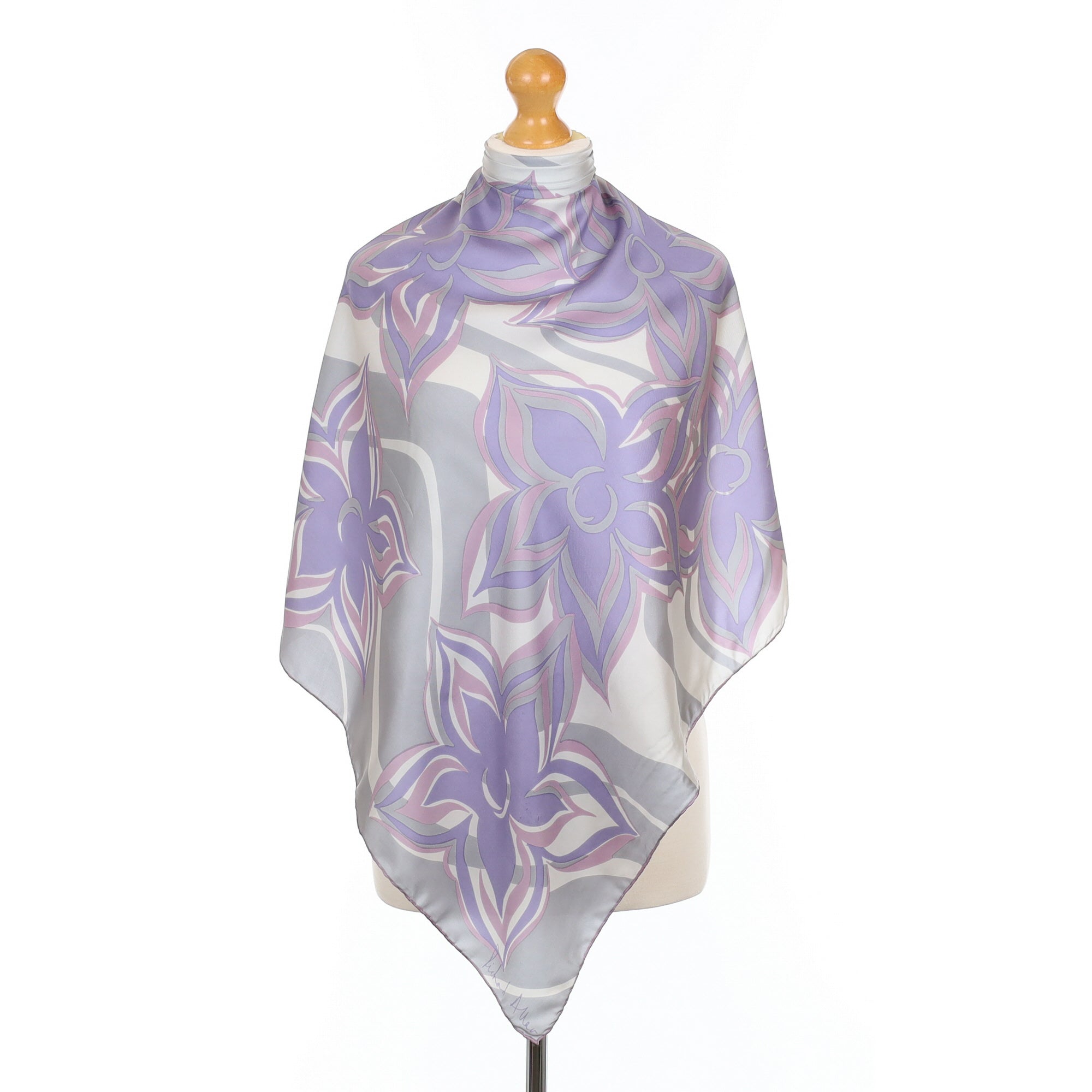 1970’s Richard Allan Purple Floral Vintage Silk Scarf