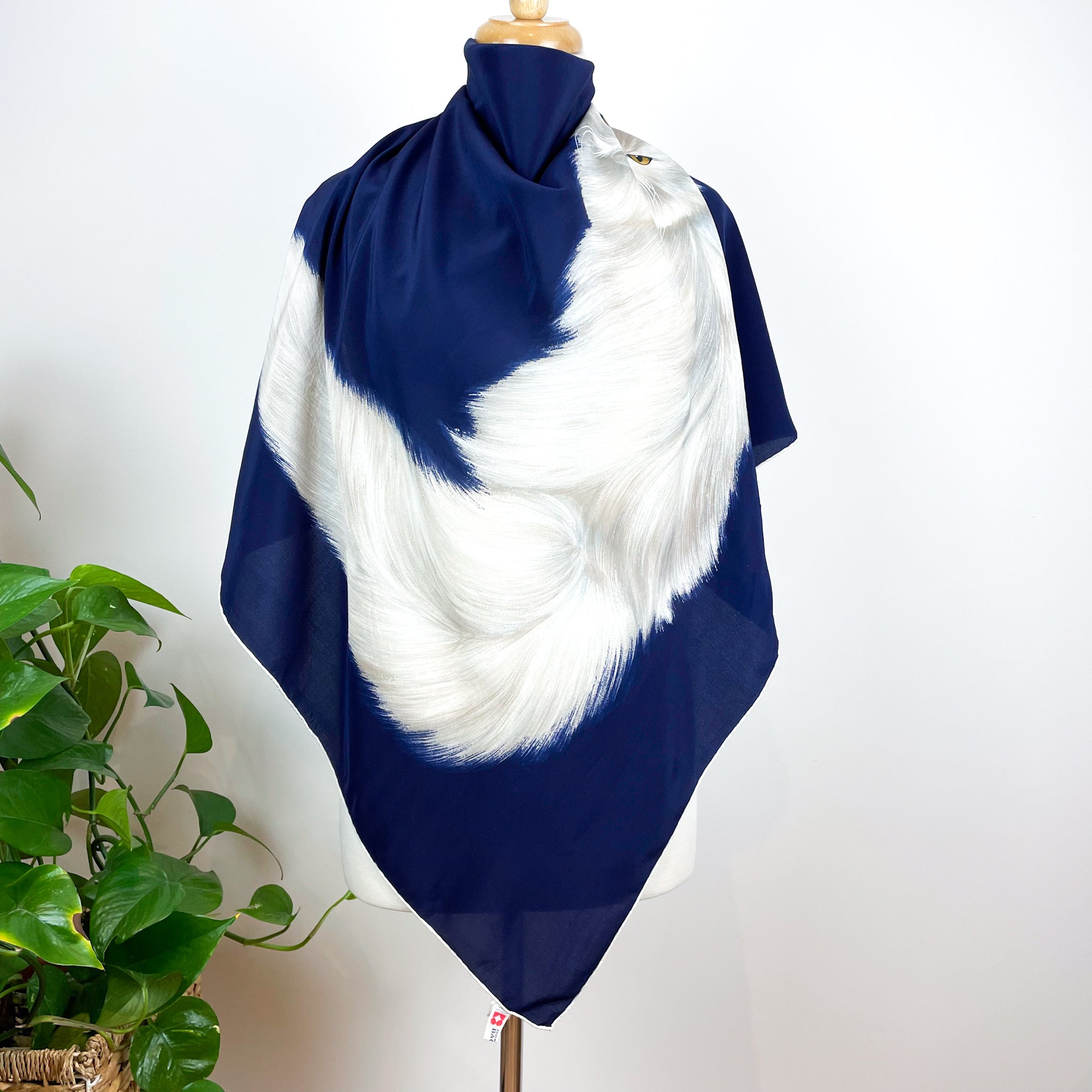 Cat Design French Vintage Silk Scarf