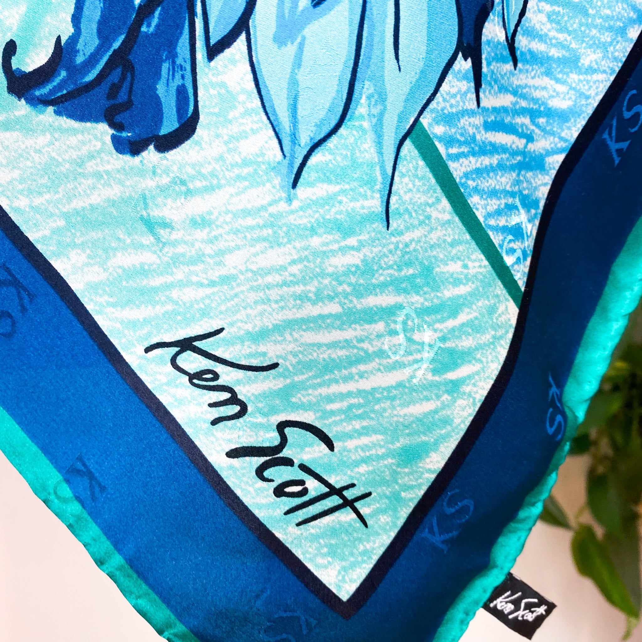 Immaculate Ken Scott Floral Designer Silk Scarf