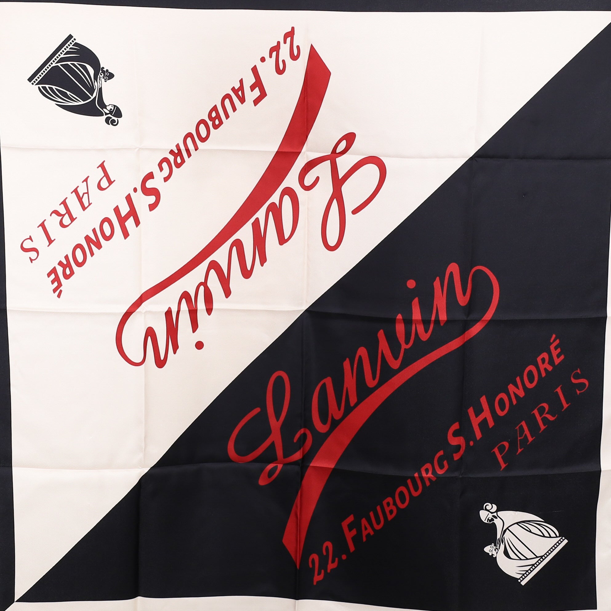 Brand New Lanvin Black, White and Red Silk Scarf