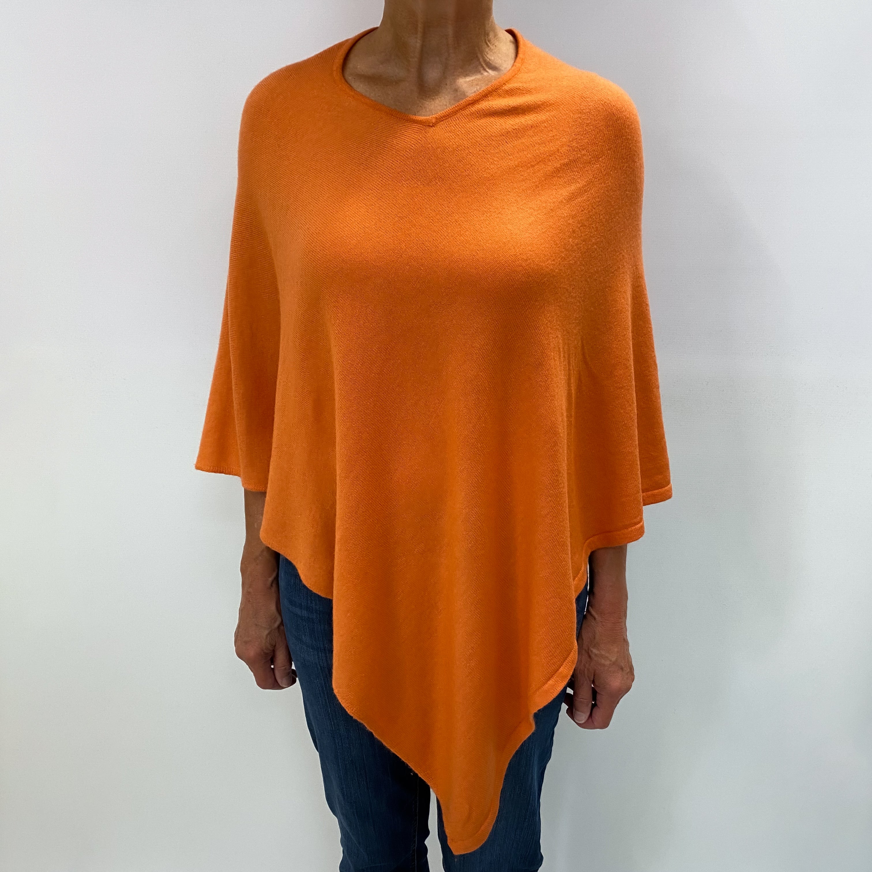 Pumpkin Orange Cashmere Poncho One Size
