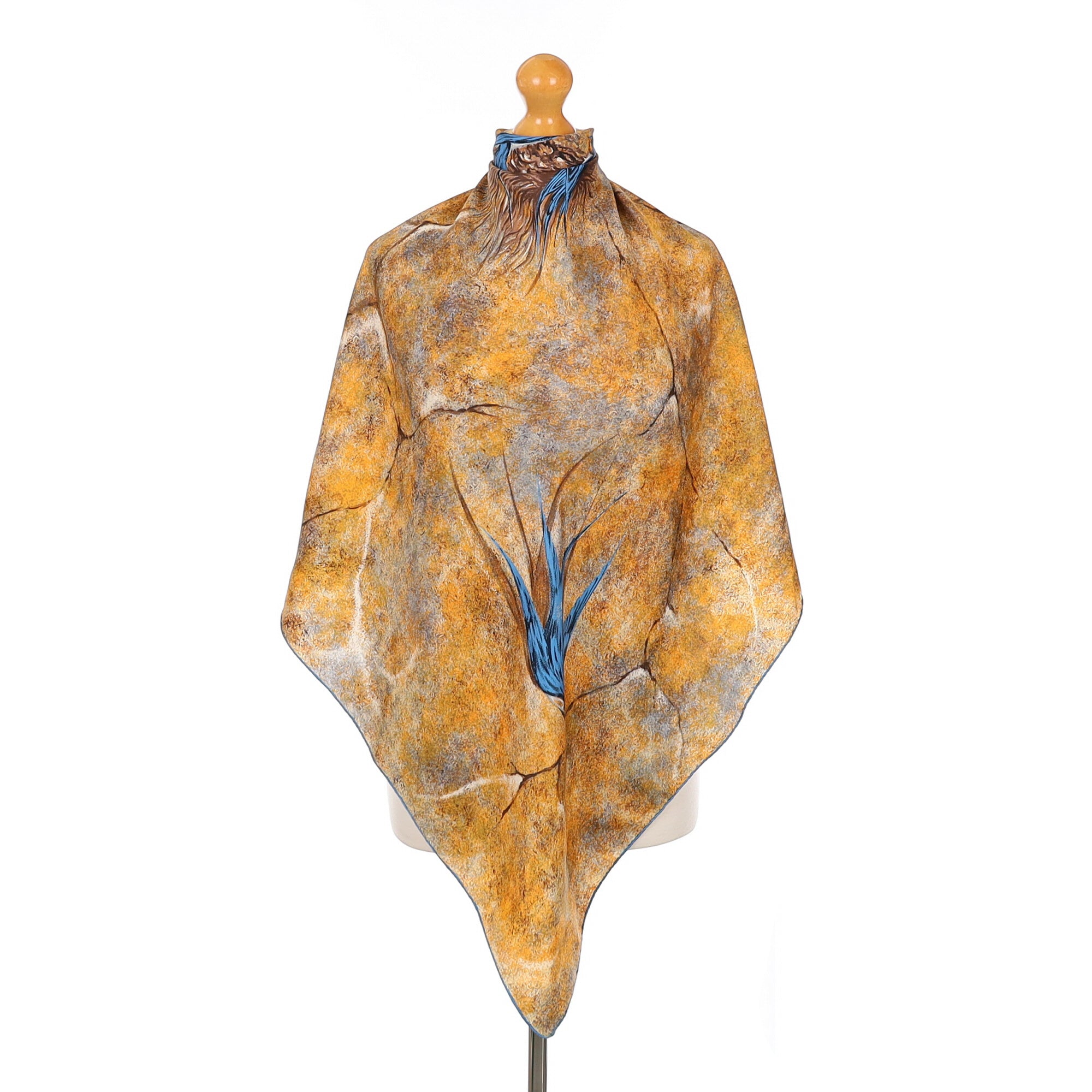 Vintage Blue Swallows on Wall Silk Scarf