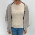 Smoke Grey Fringed Cashmere Shawl