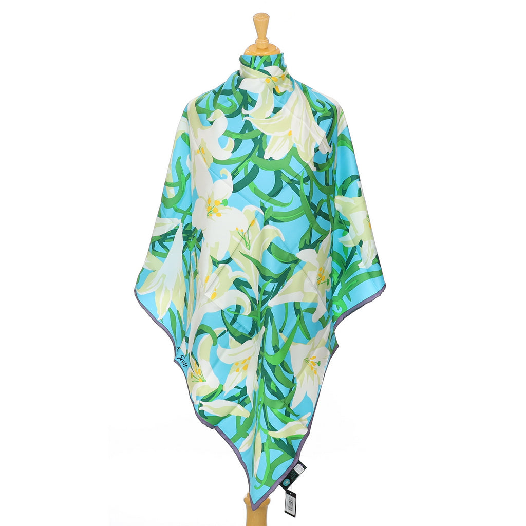 Brand New Ken Scott Lily Design Silk Scarf