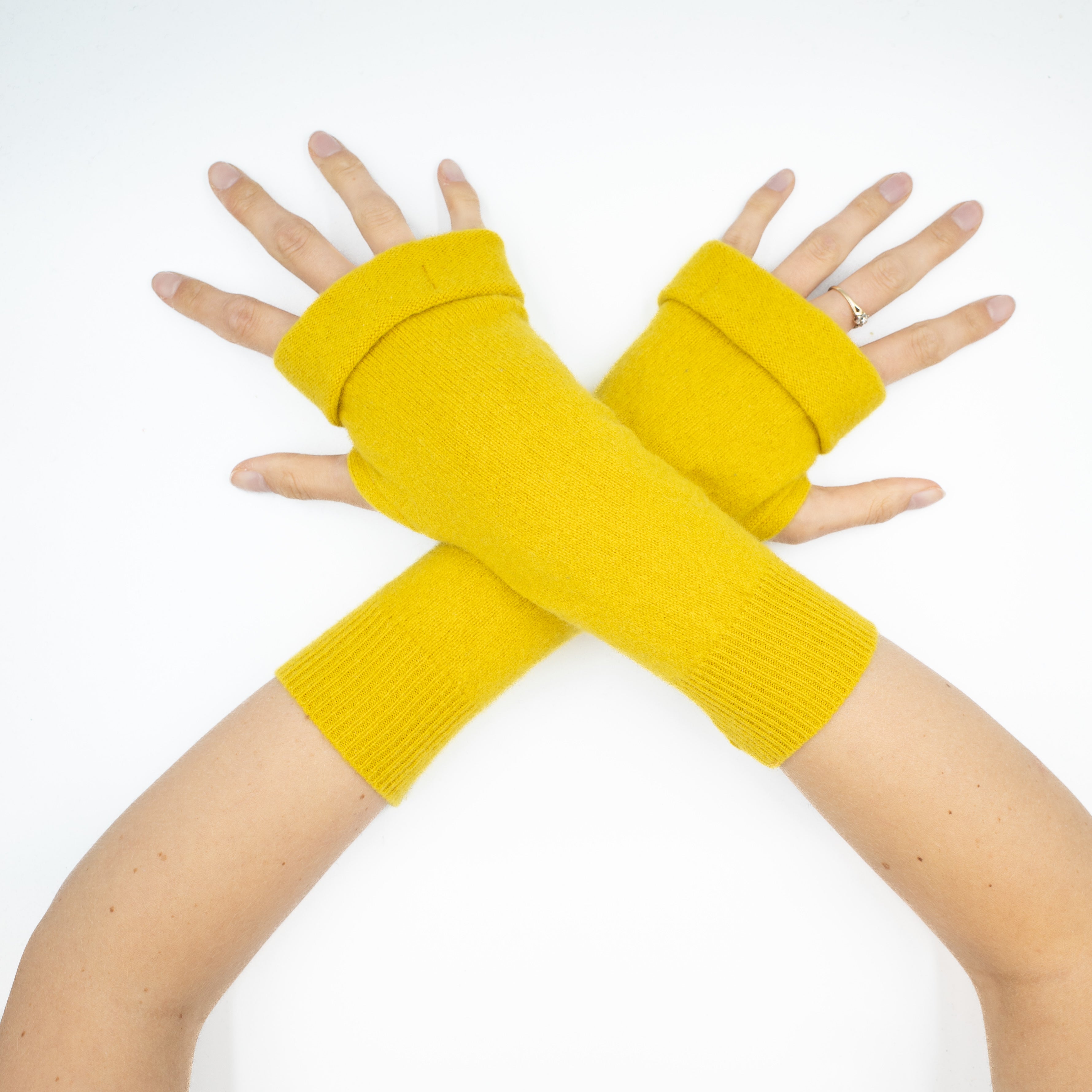 Yellow Gold Fingerless Gloves
