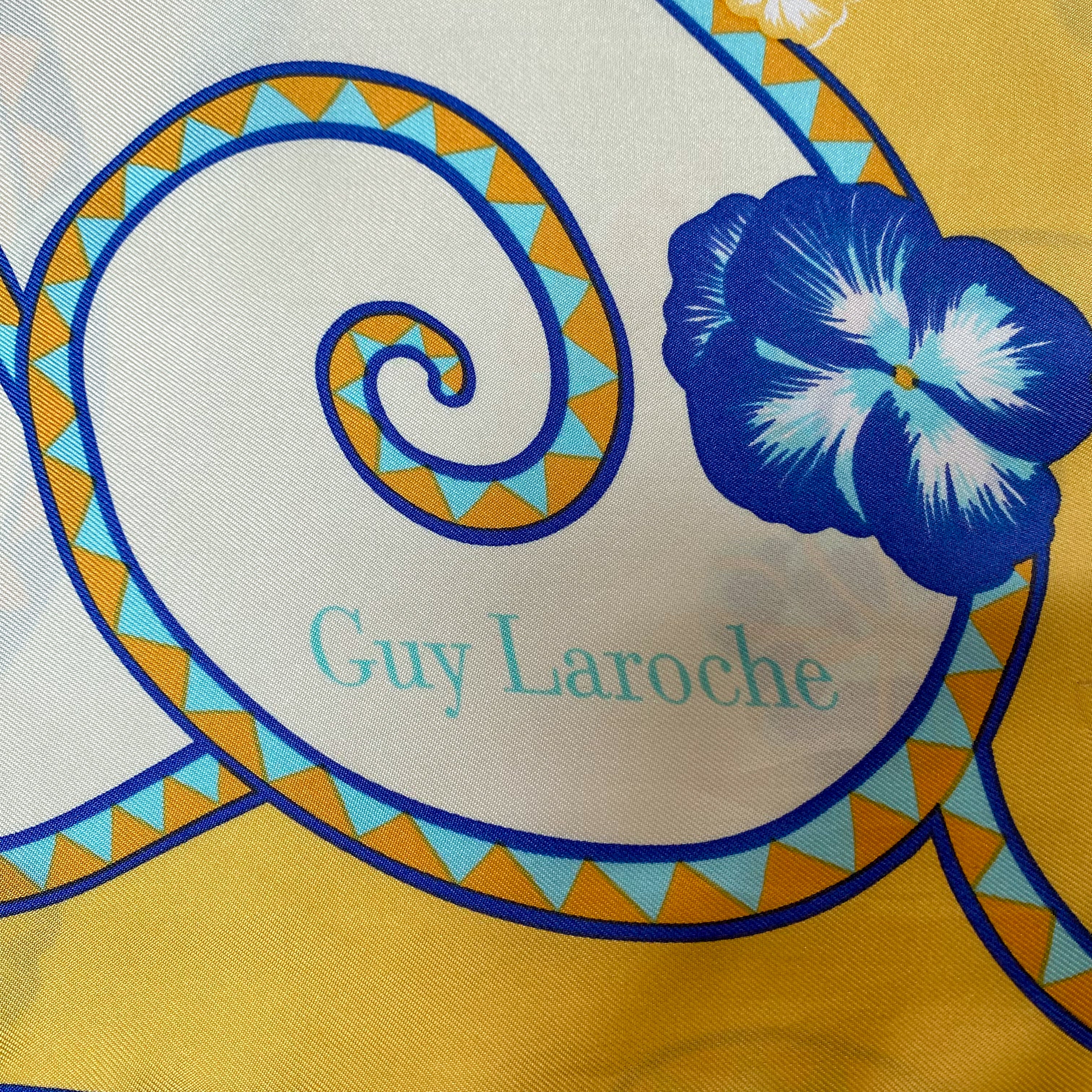 Striking Guy Laroche Floral Silk Scarf