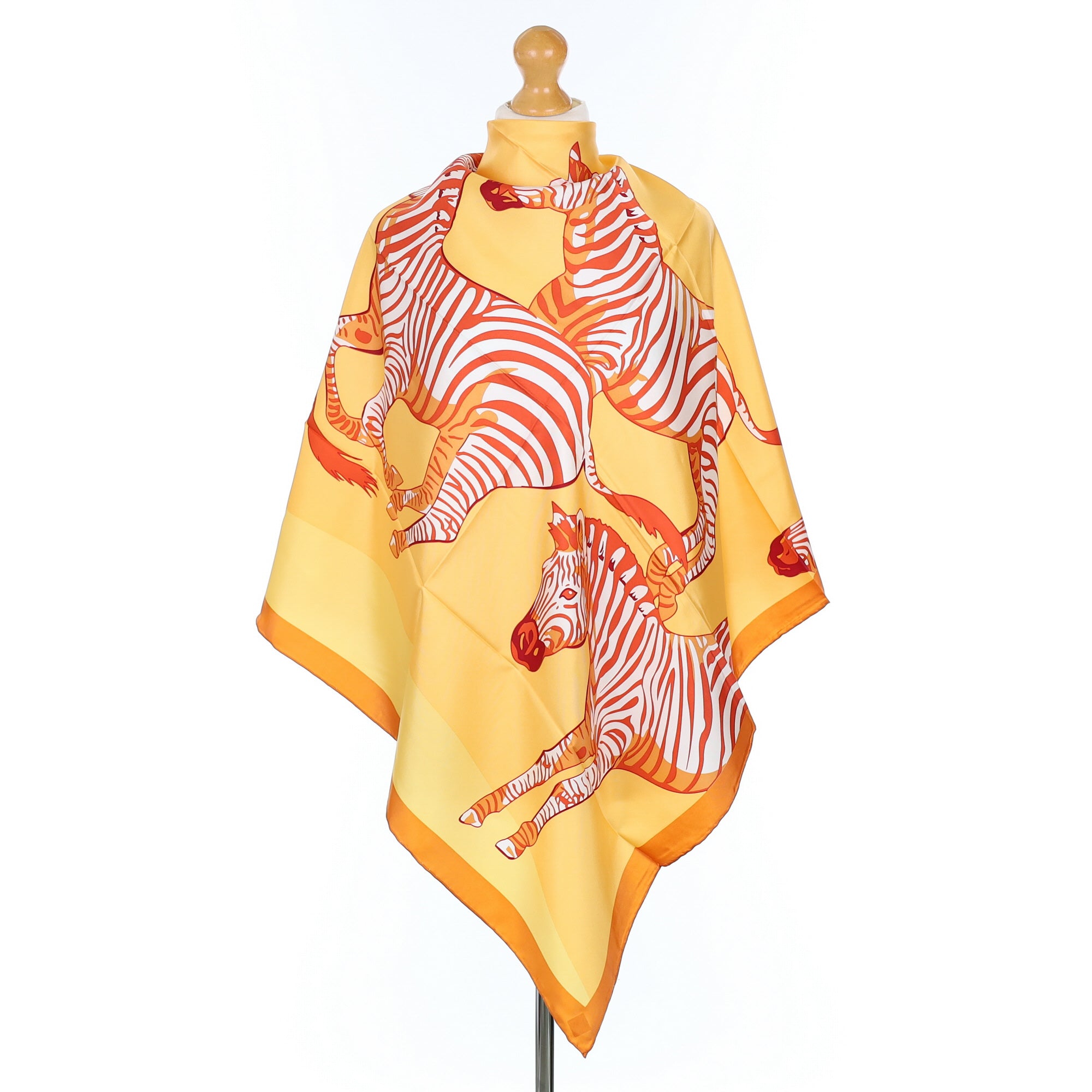 Brand New Orange Zebra Silk Scarf