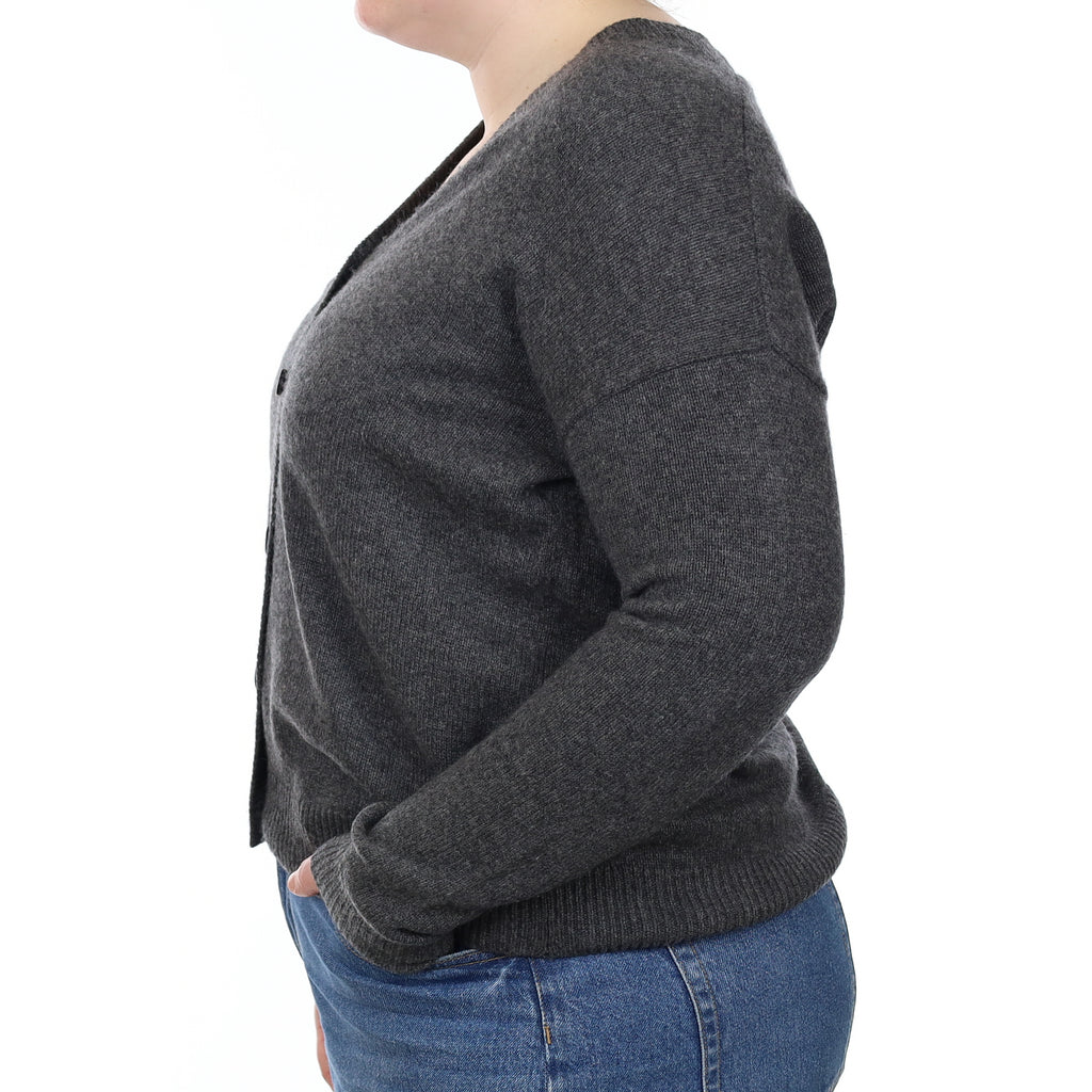 Cos Granite Grey Heavy Knit Cashmere V Neck Cardigan Large