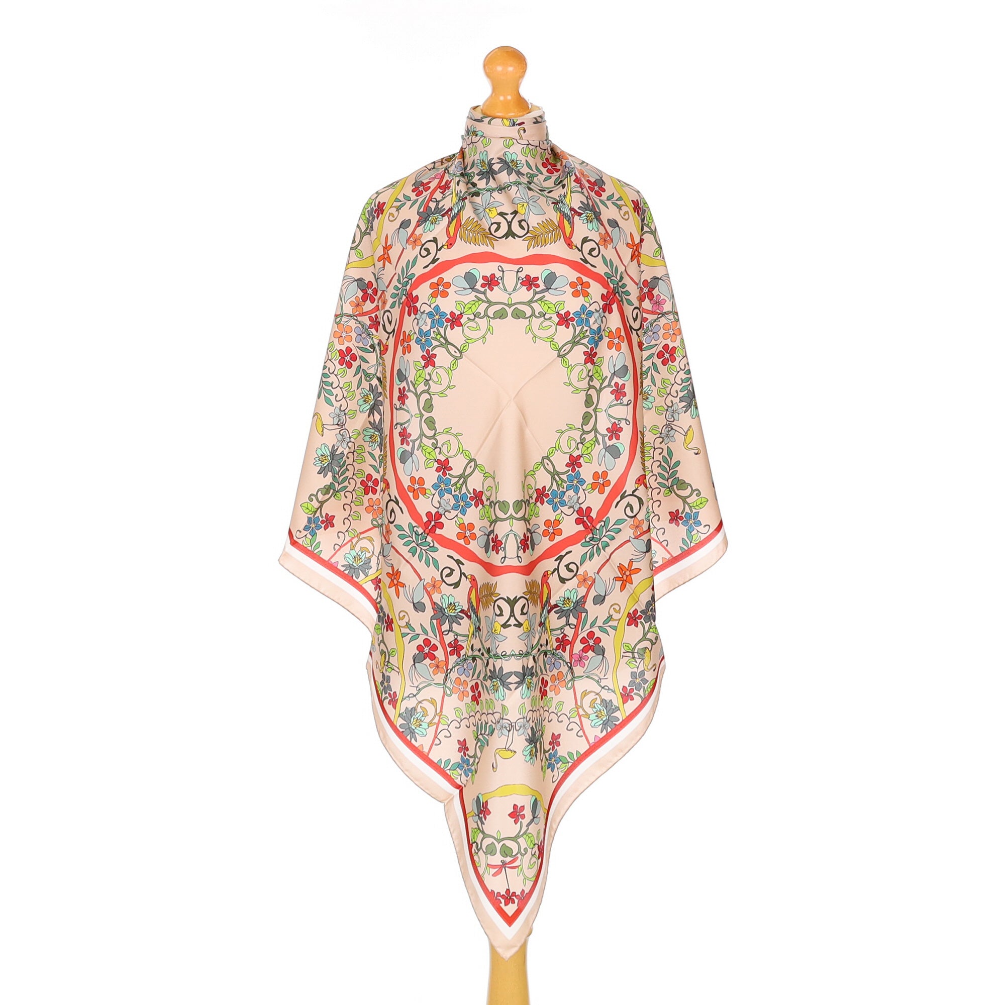 Brand New Italian Botanical Design Silk Scarf