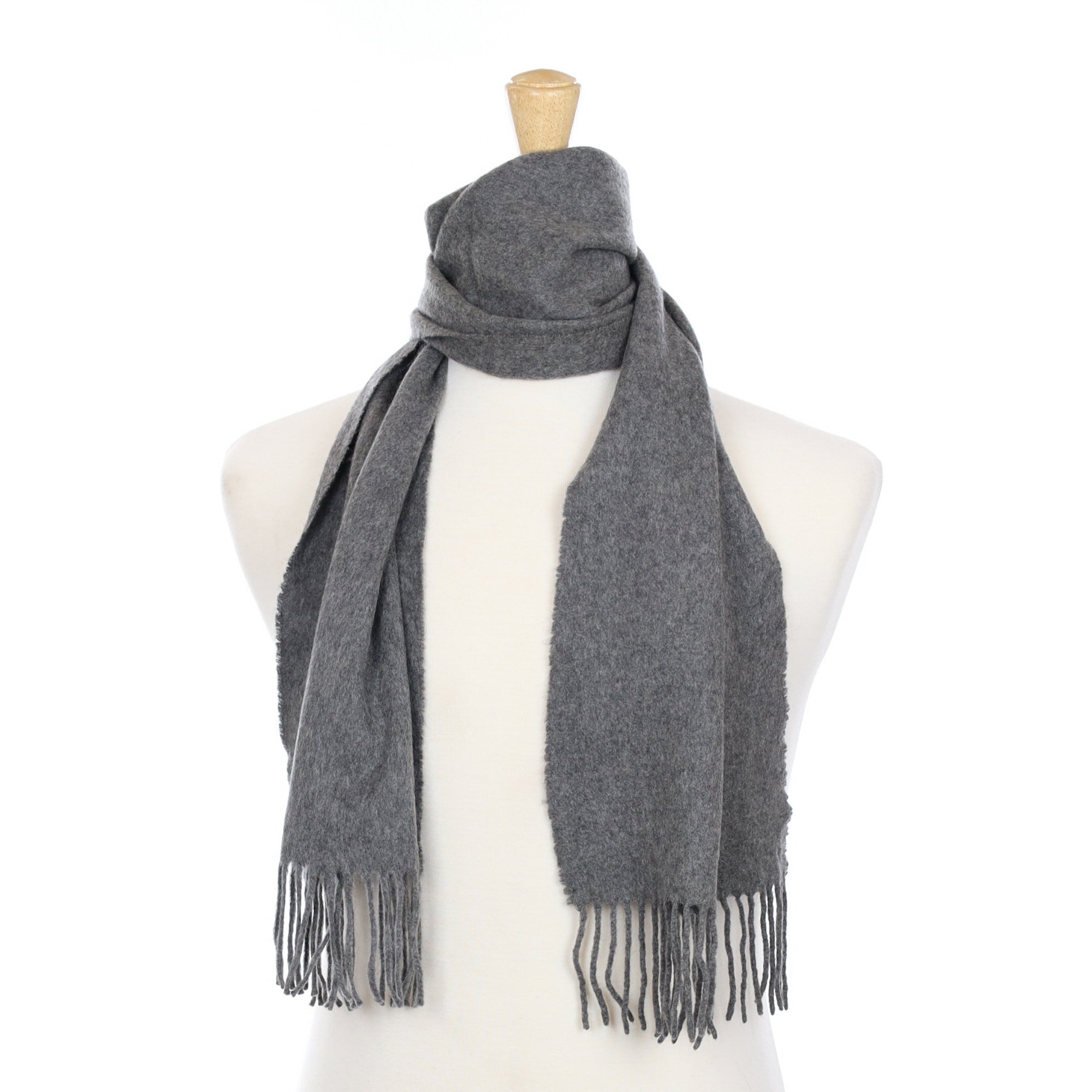 Slate Grey Cashmere Fringed Woven Scarf