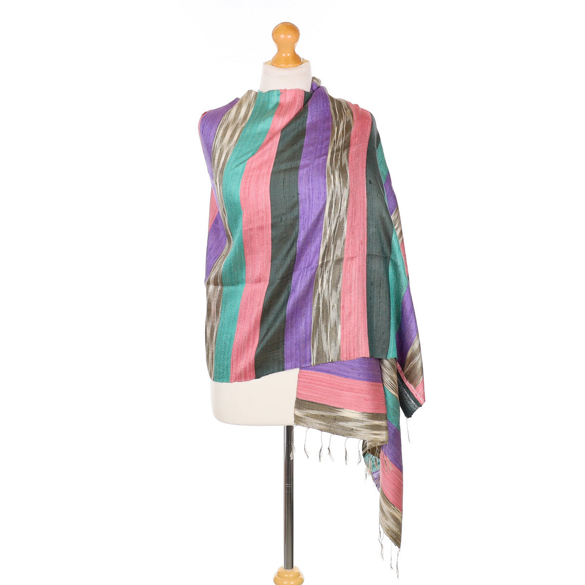 Jim Thompson Colourful Striped Silk Scarf