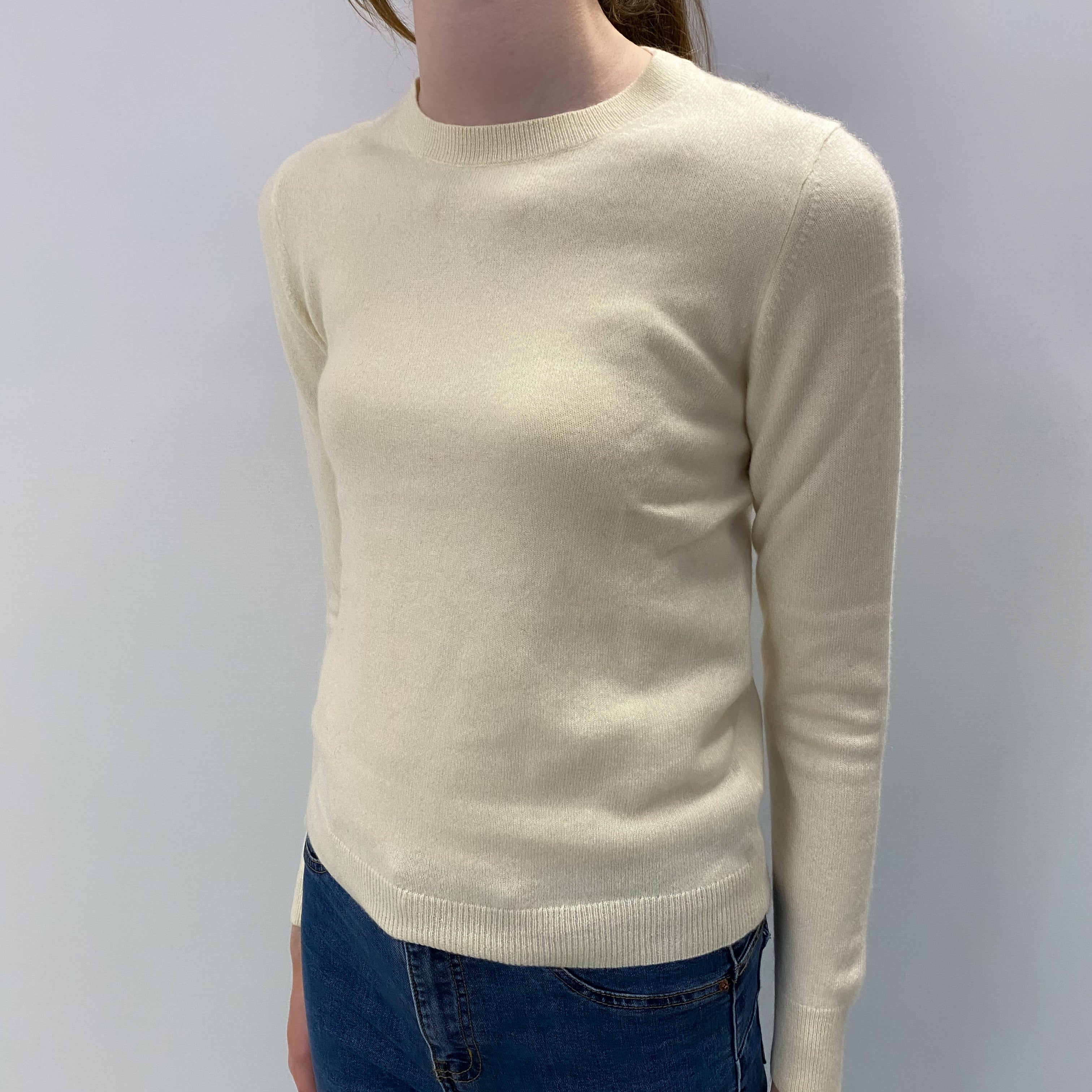 Vanilla Cream Cashmere Crew Neck Jumper Extra Small