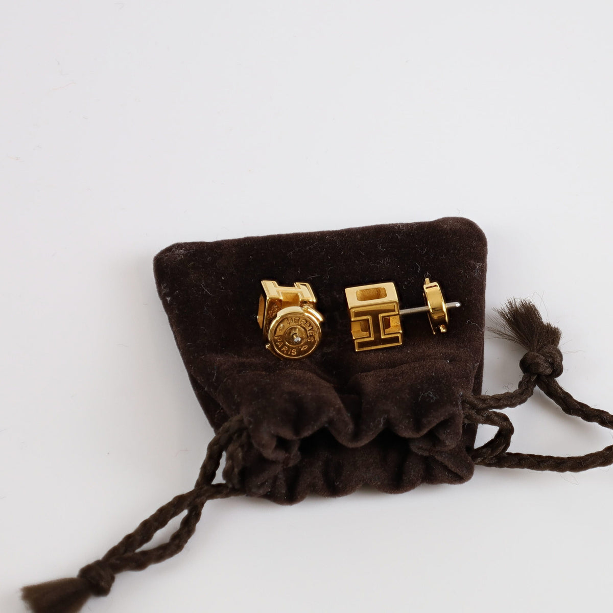 Brand New Boxed Hermès Cage d’H Cube Earrings
