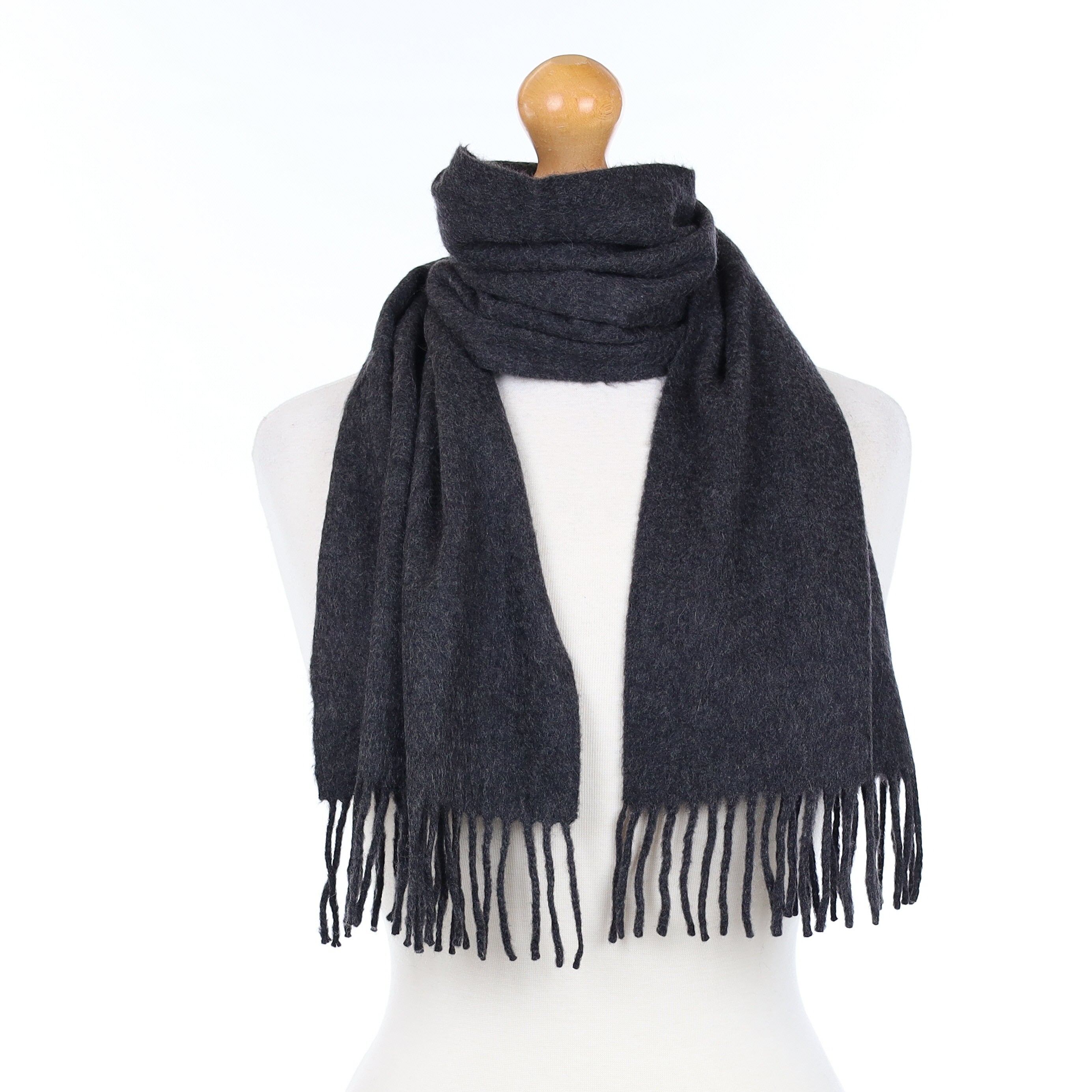 Charcoal Grey Cashmere Woven Scarf