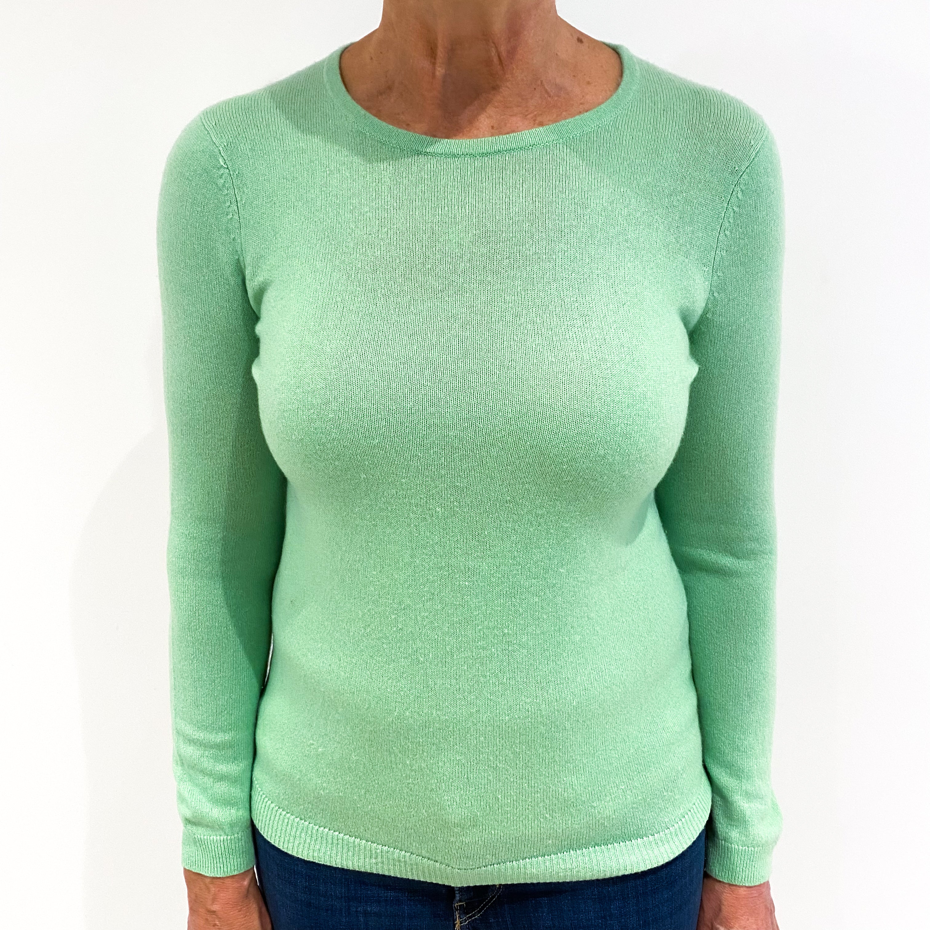 Spring Green Cashmere Crew Neck Jumper Medium