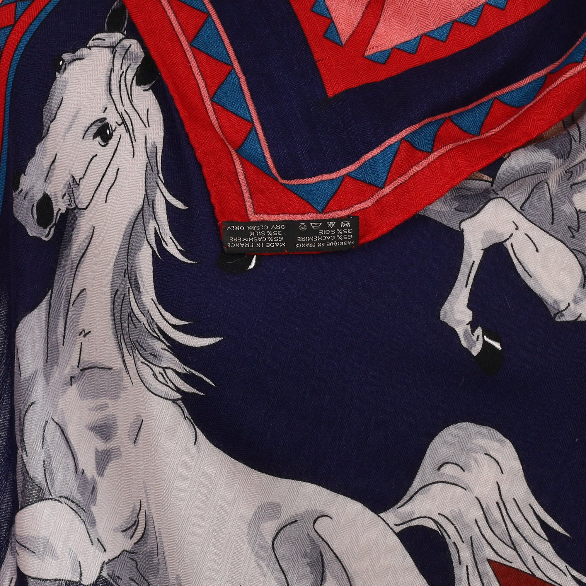 Hermès Les Chevaux Qataris 140 Cashmere and Silk Shawl