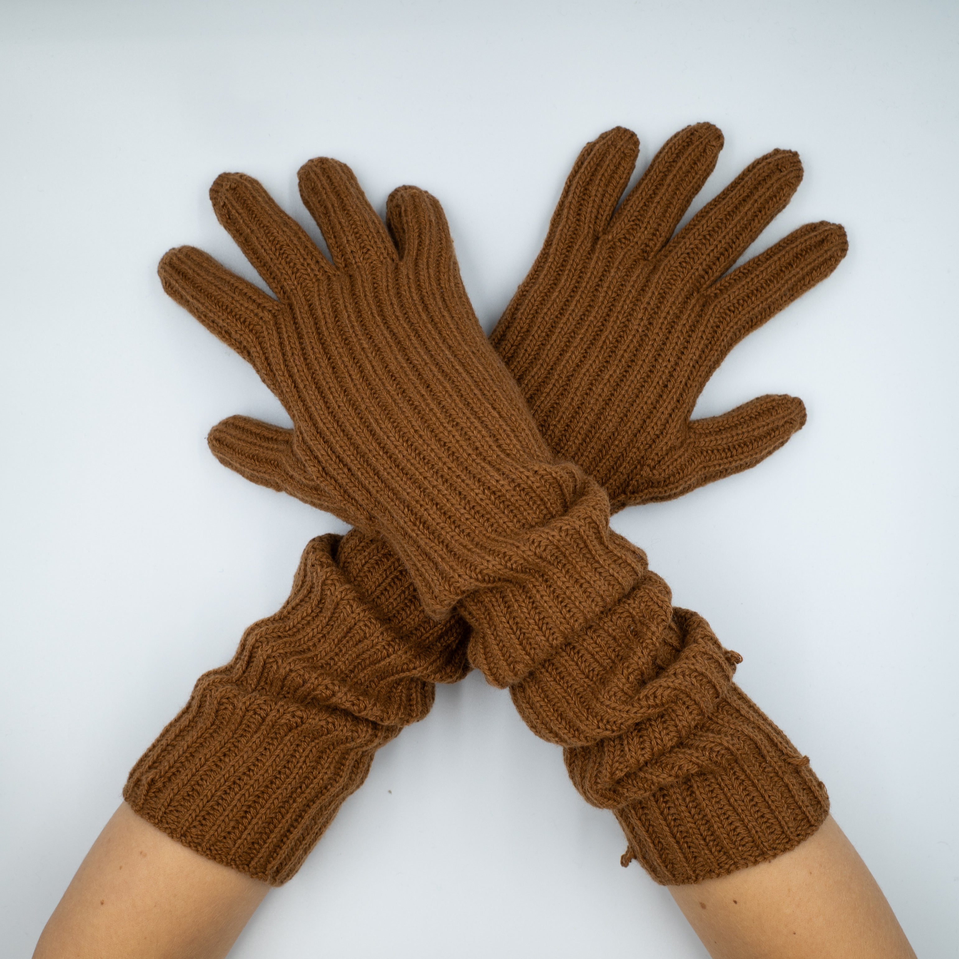 New Scottish Chestnut Brown Long Cashmere Gloves