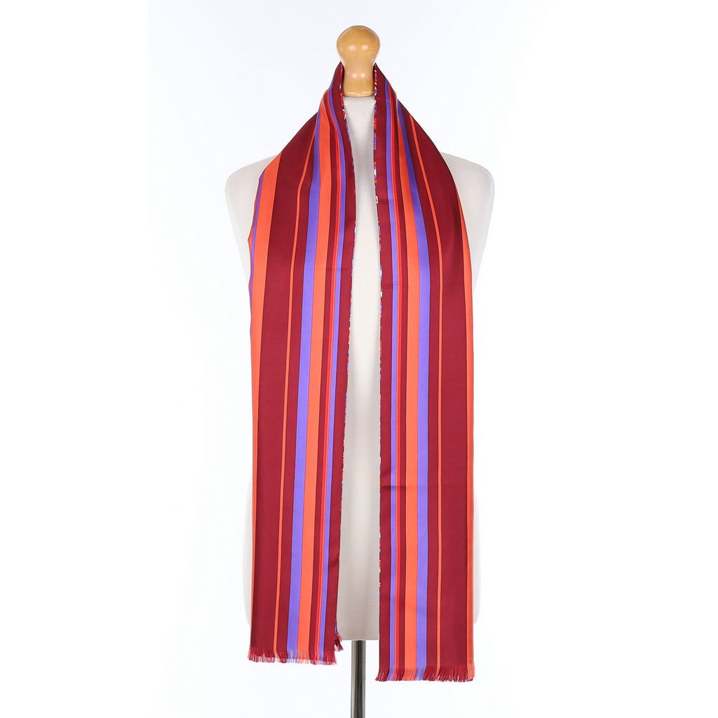 Brand New Gresham Blake Striped Silk Scarf