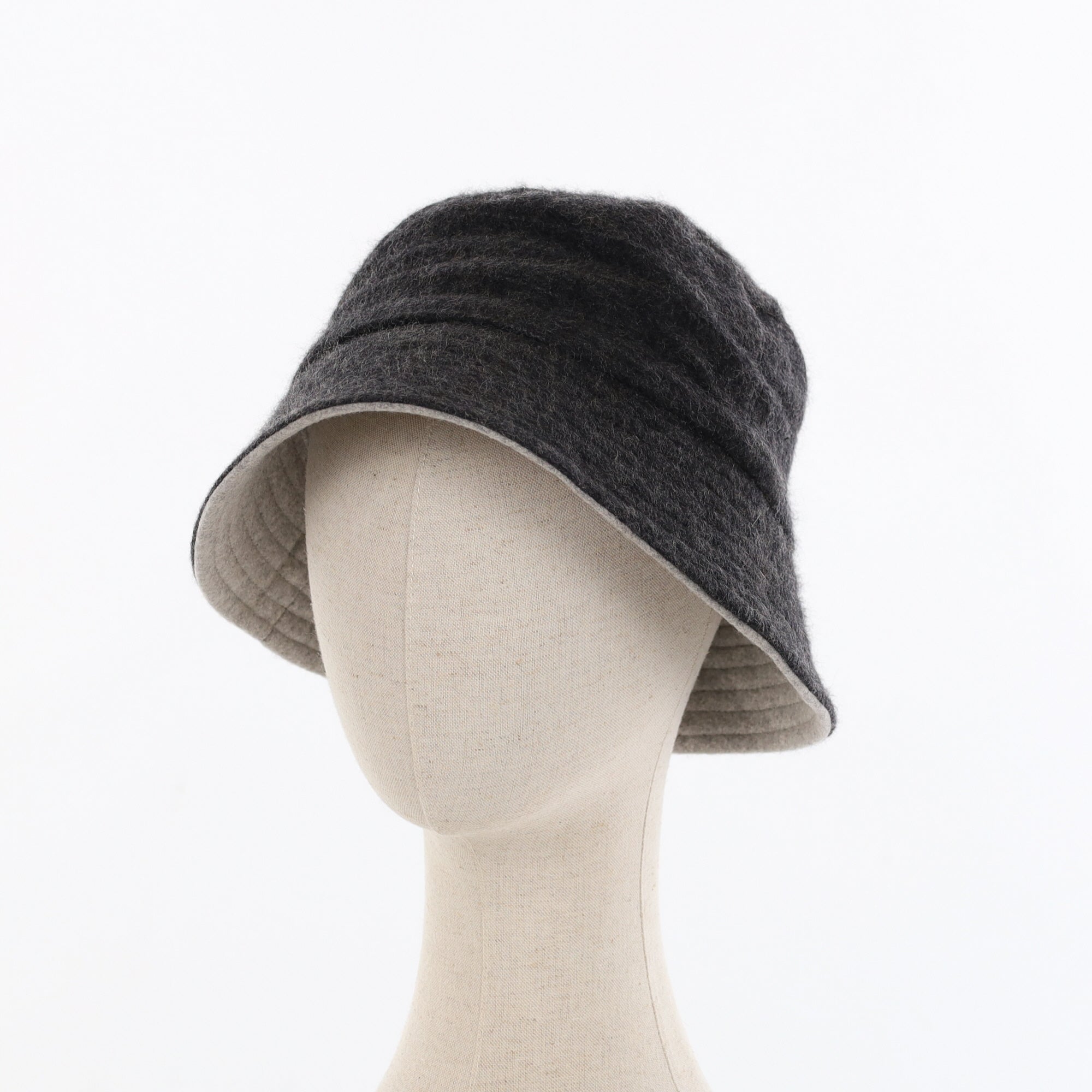 Unisex Graphite Pinstripe Reversible Cashmere Bucket Hat Men’s - M Women’s - L