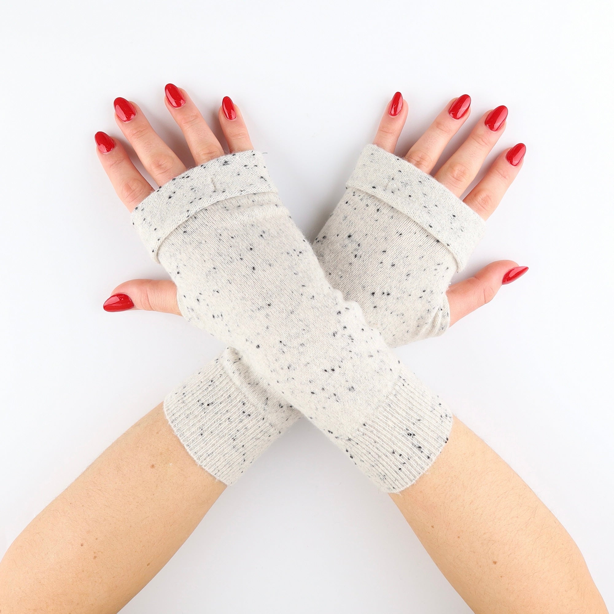 Grey and Black Flecked Fingerless Gloves