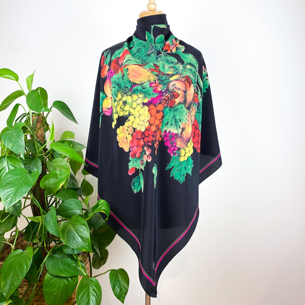 Gucci Floral Design Vintage Silk Scarf