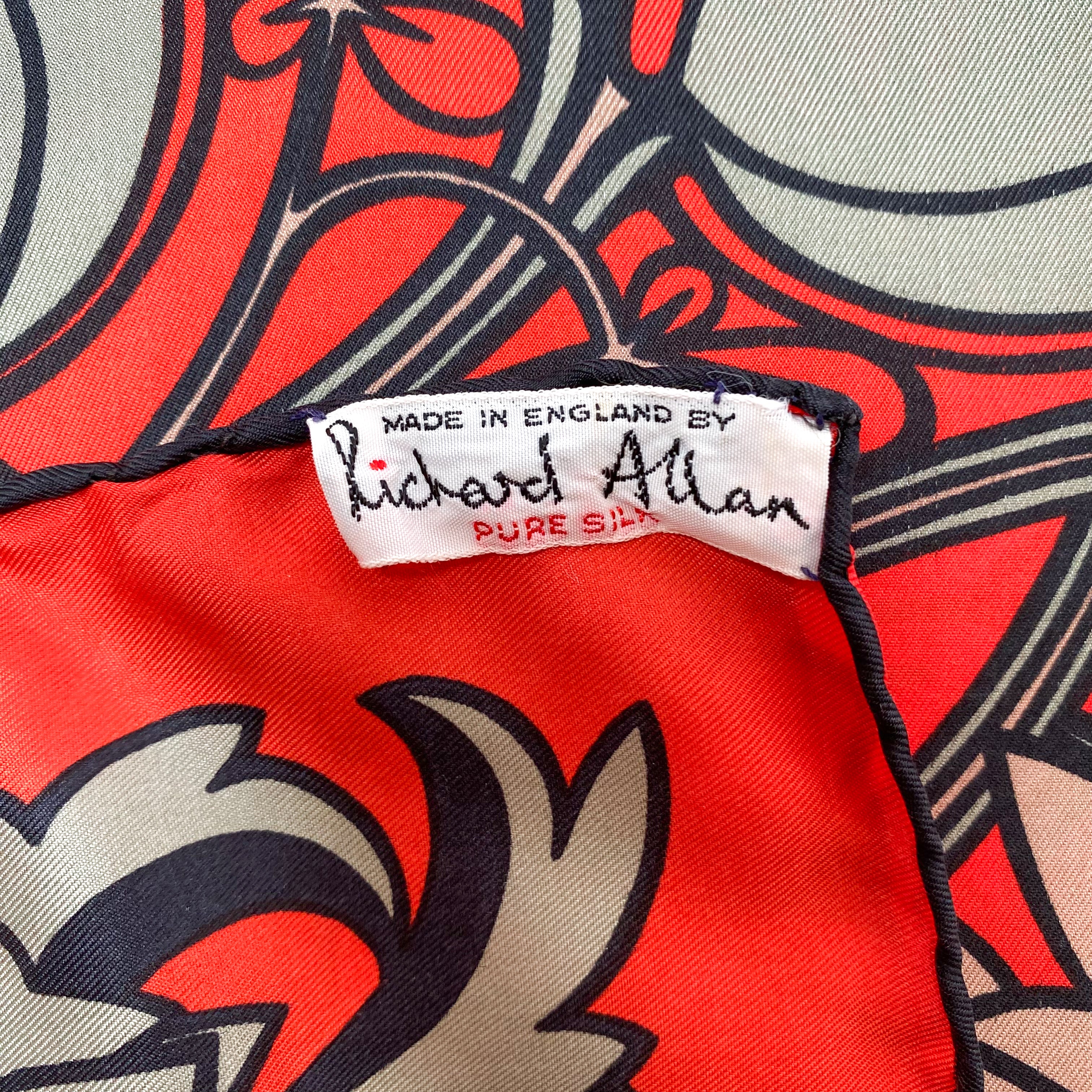 1970s Richard Allan Vintage Silk Scarf