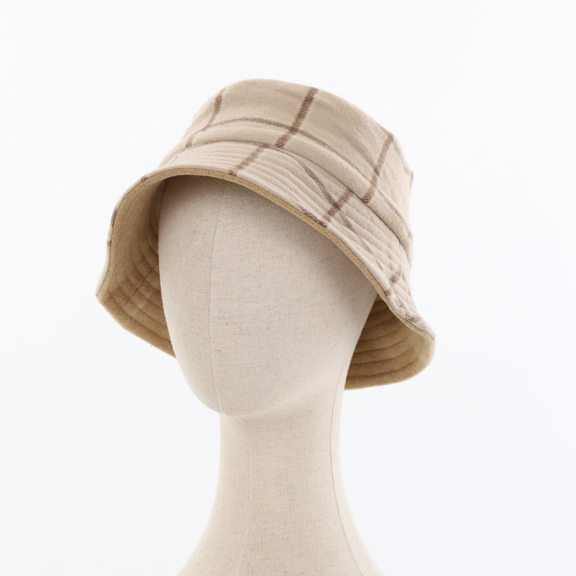 Unisex Fawn Checked Reversible Cashmere Bucket Hat Men’s - M Women’s - L