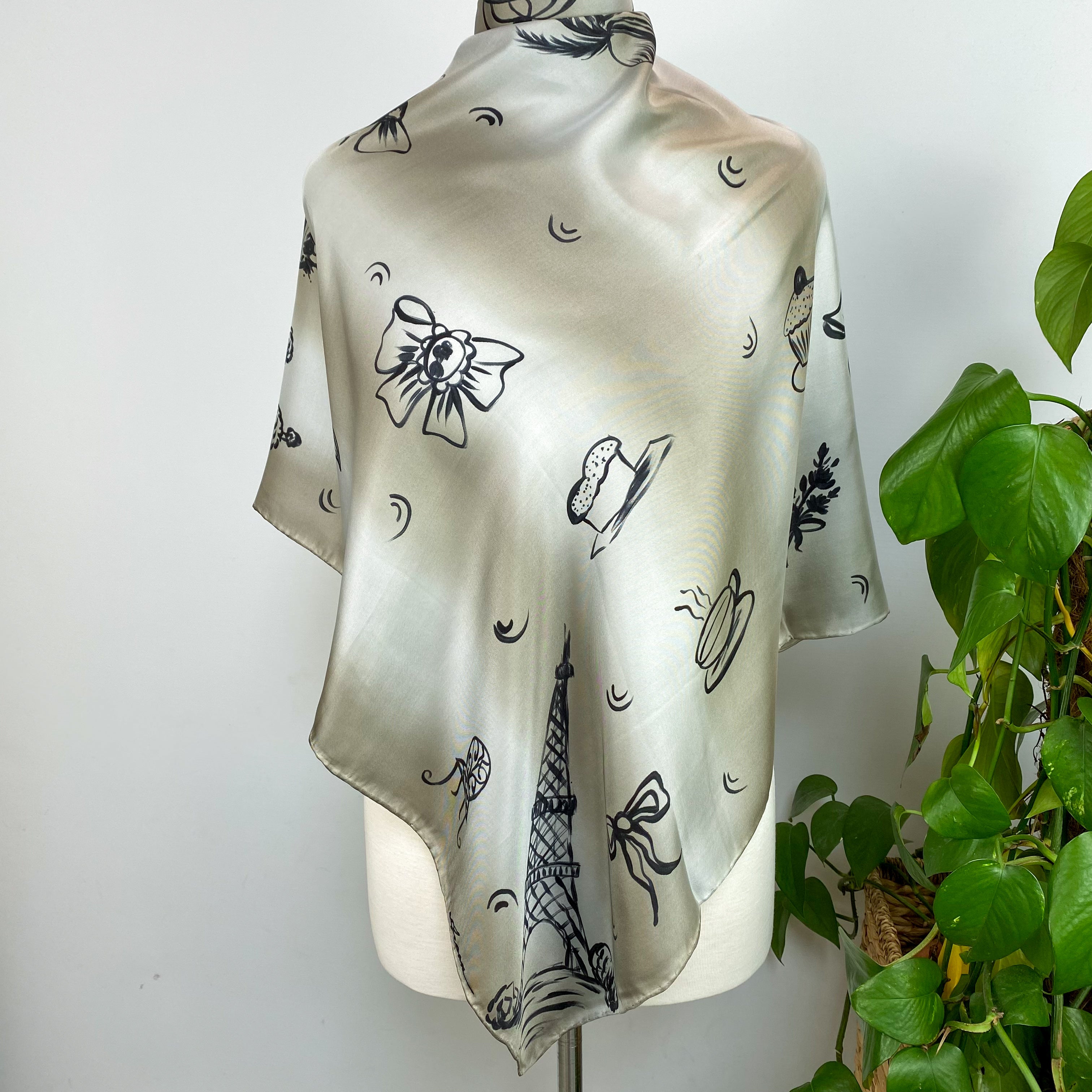 Parisian Theme Silk Scarf