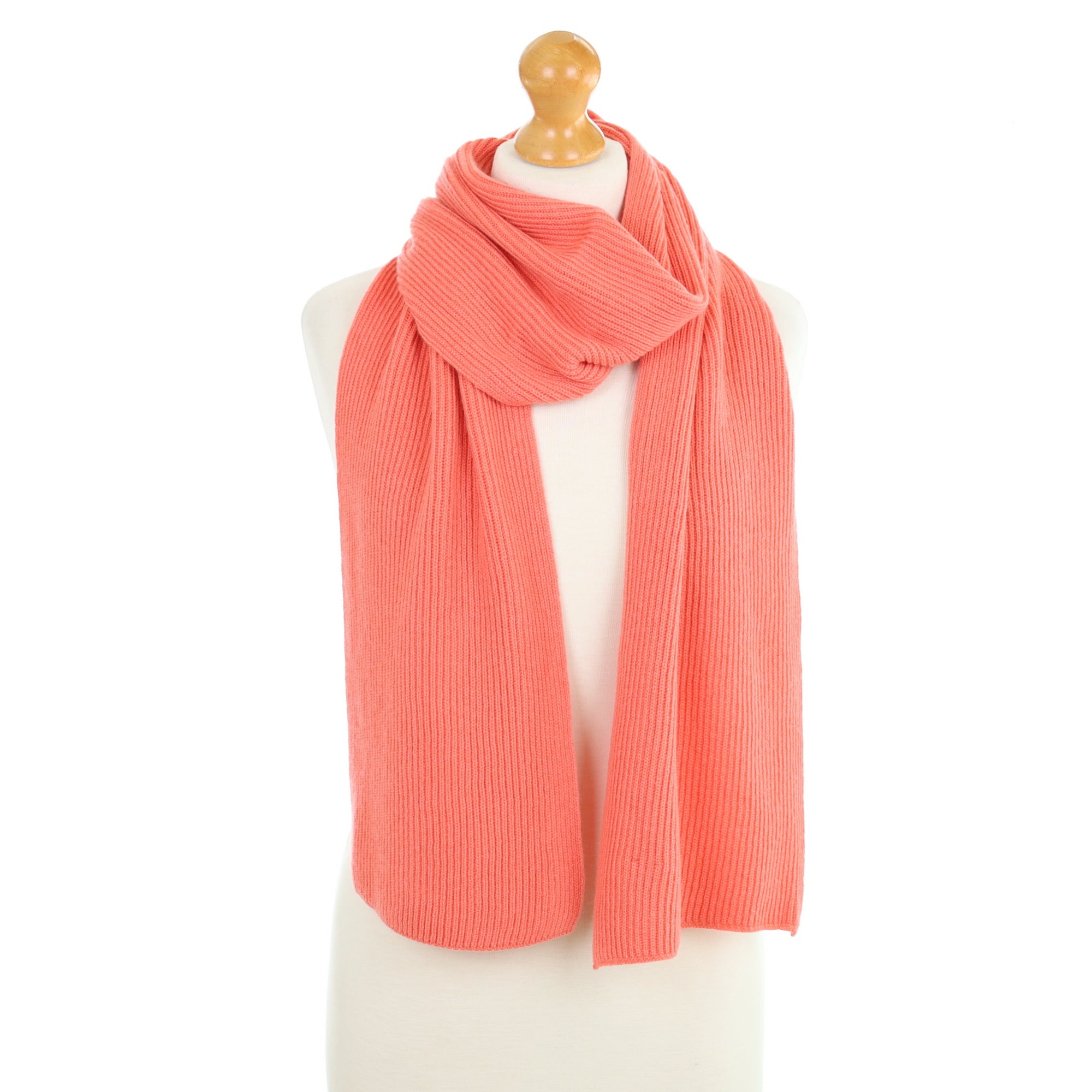 Brand New Scottish Strawberry Pink Rib Cashmere Scarf