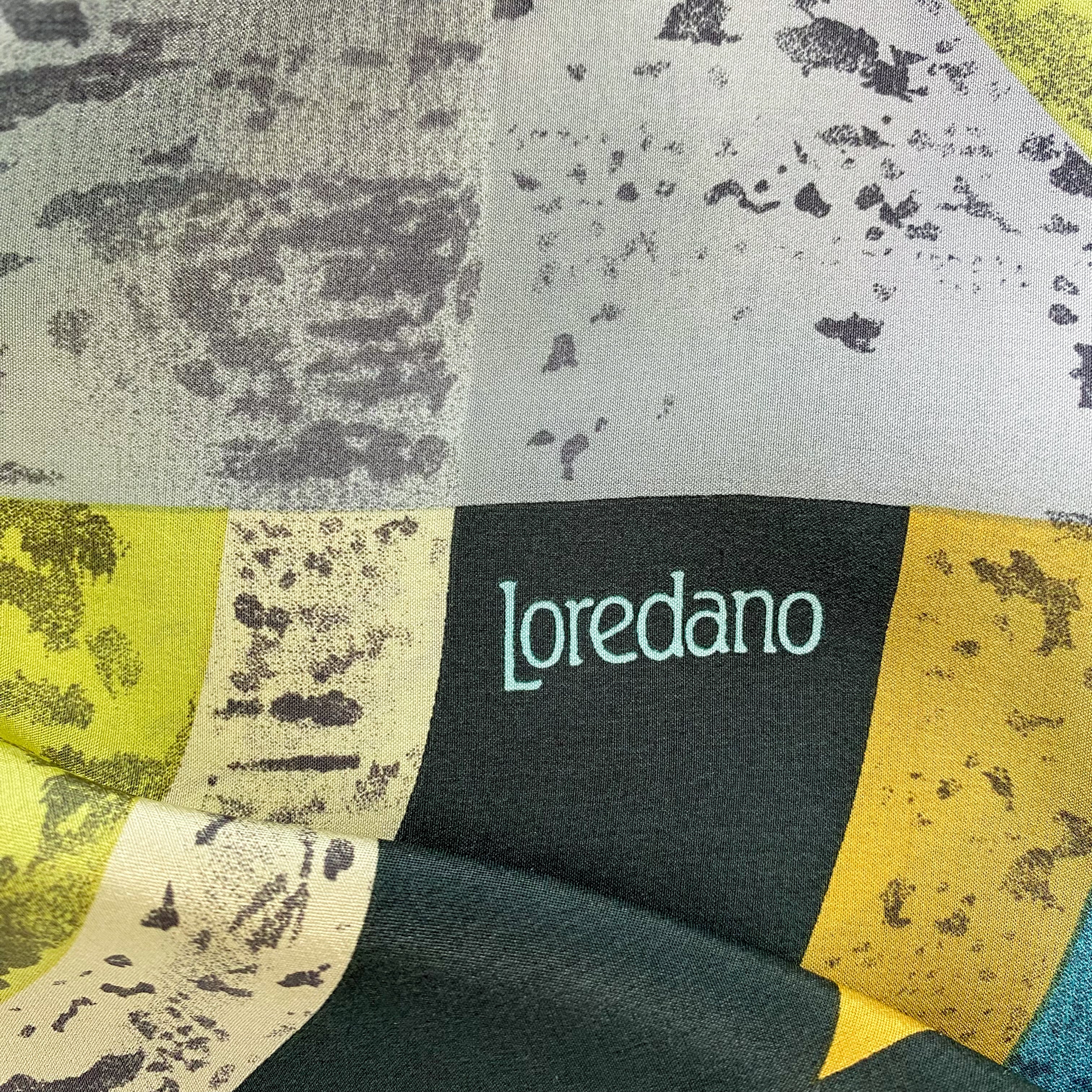 Loredano Green Abstract Silk Scarf