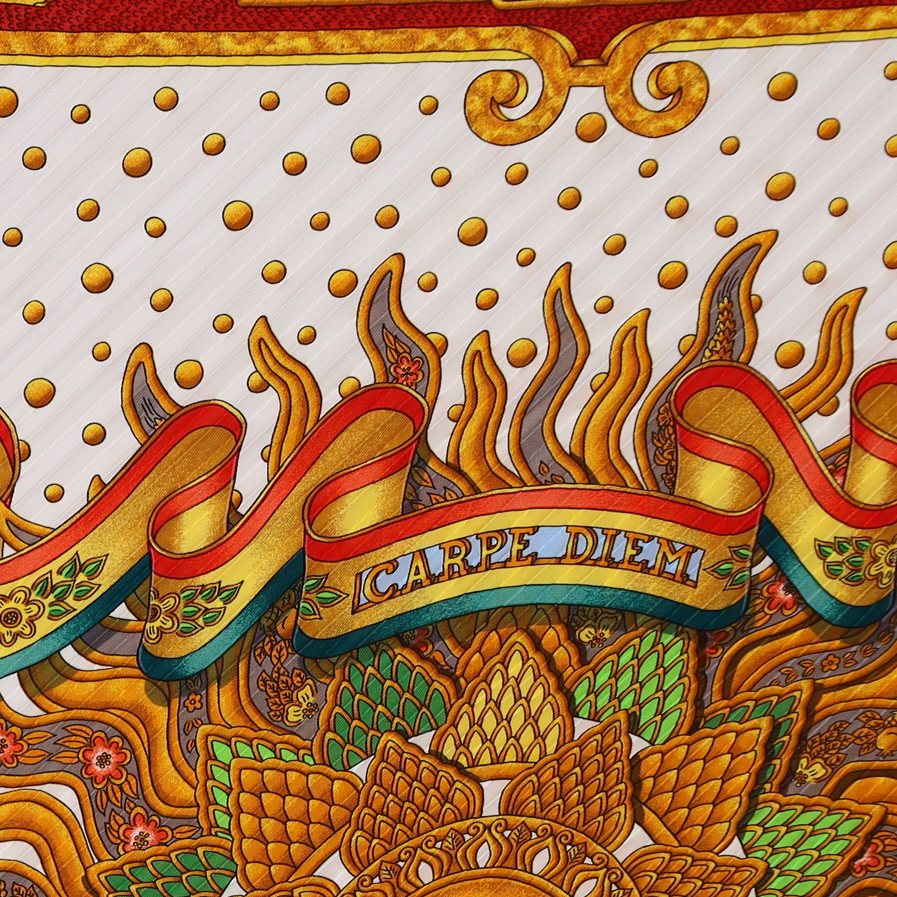 Brand New Boxed Hermès Carpe Diem Plisse Silk Scarf