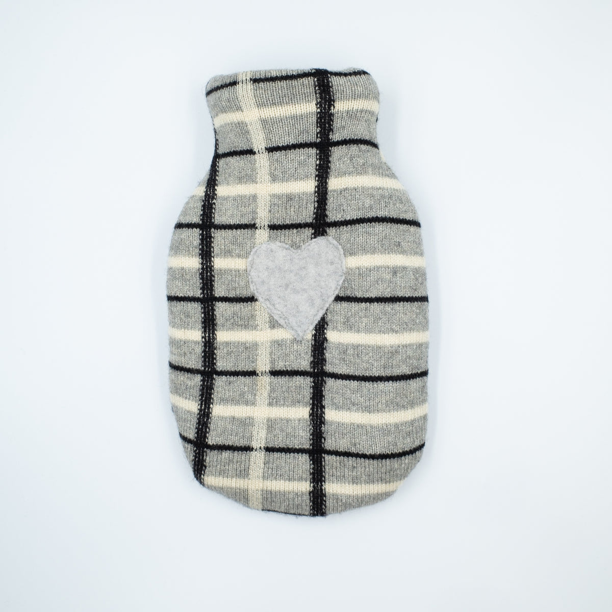 Grey Check Cashmere Small Hot Water Bottle