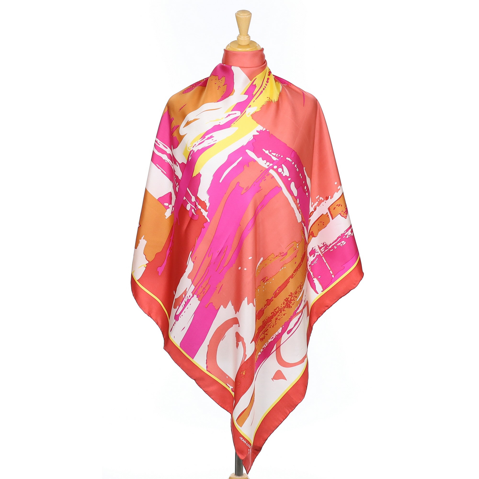 Brand New Jean Louis Scherrer Pink and Orange Silk Scarf