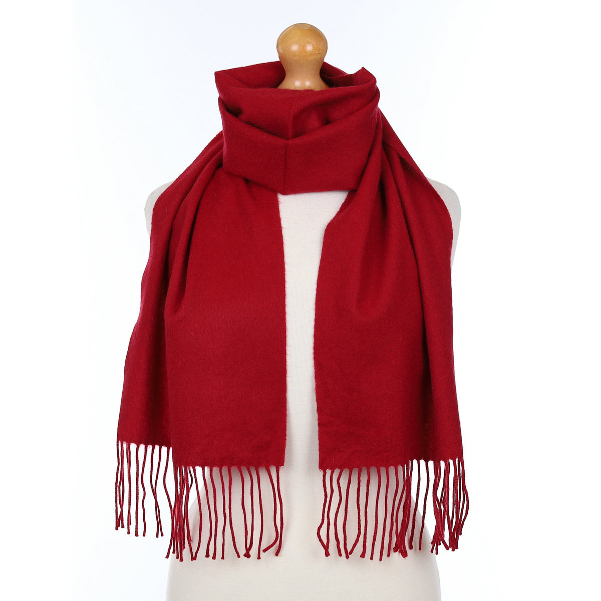 Crimson Red Cashmere Woven Scarf
