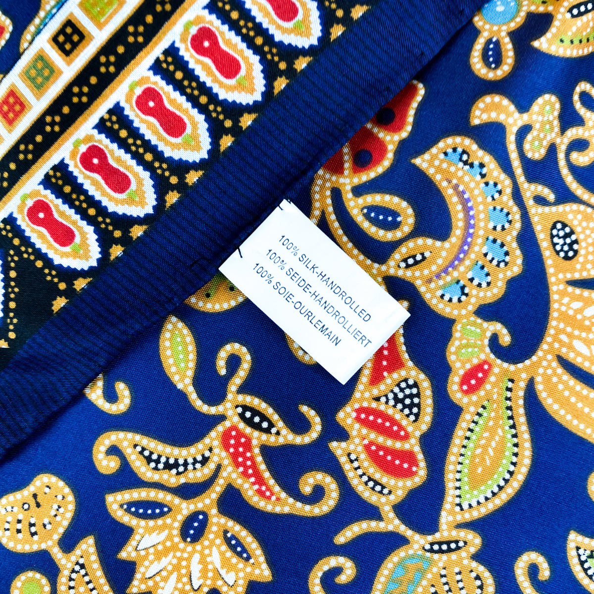 Large Navy Floral Silk Scarf