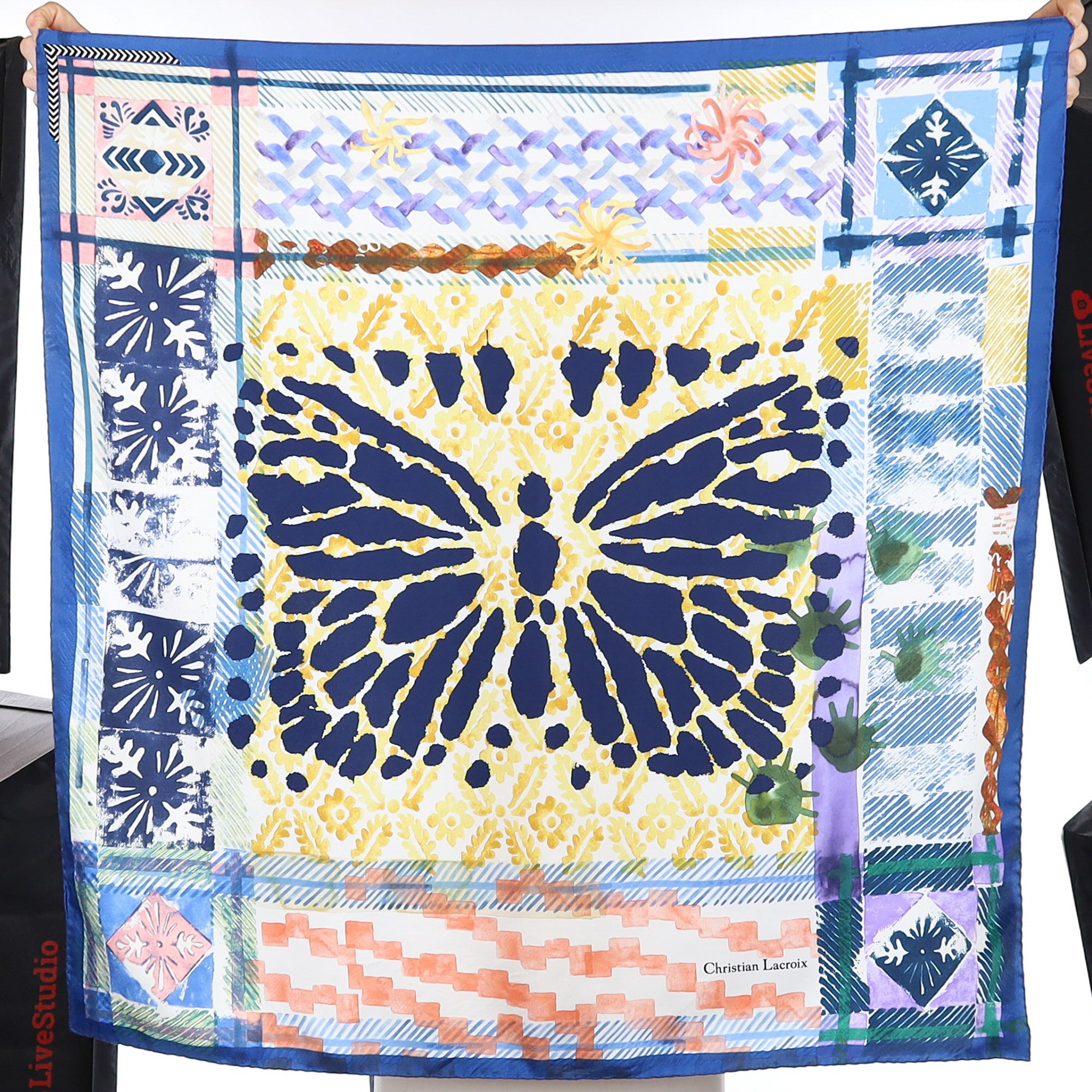 Christain Lacroix Blue Butterfly Silk Scarf