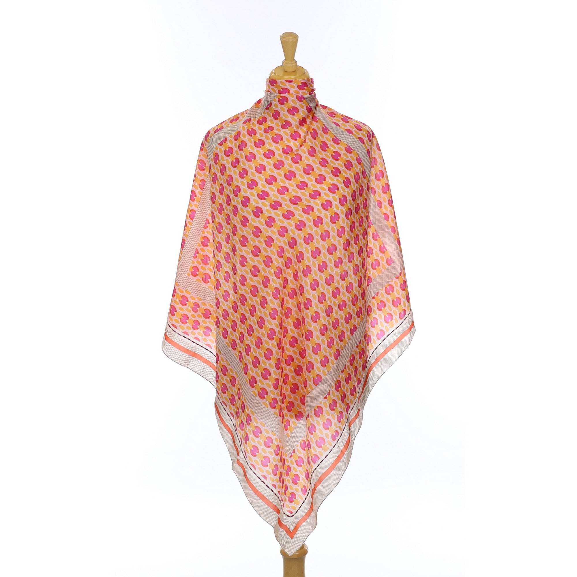 Jaeger Pink and Orange Patterned Silk Scarf