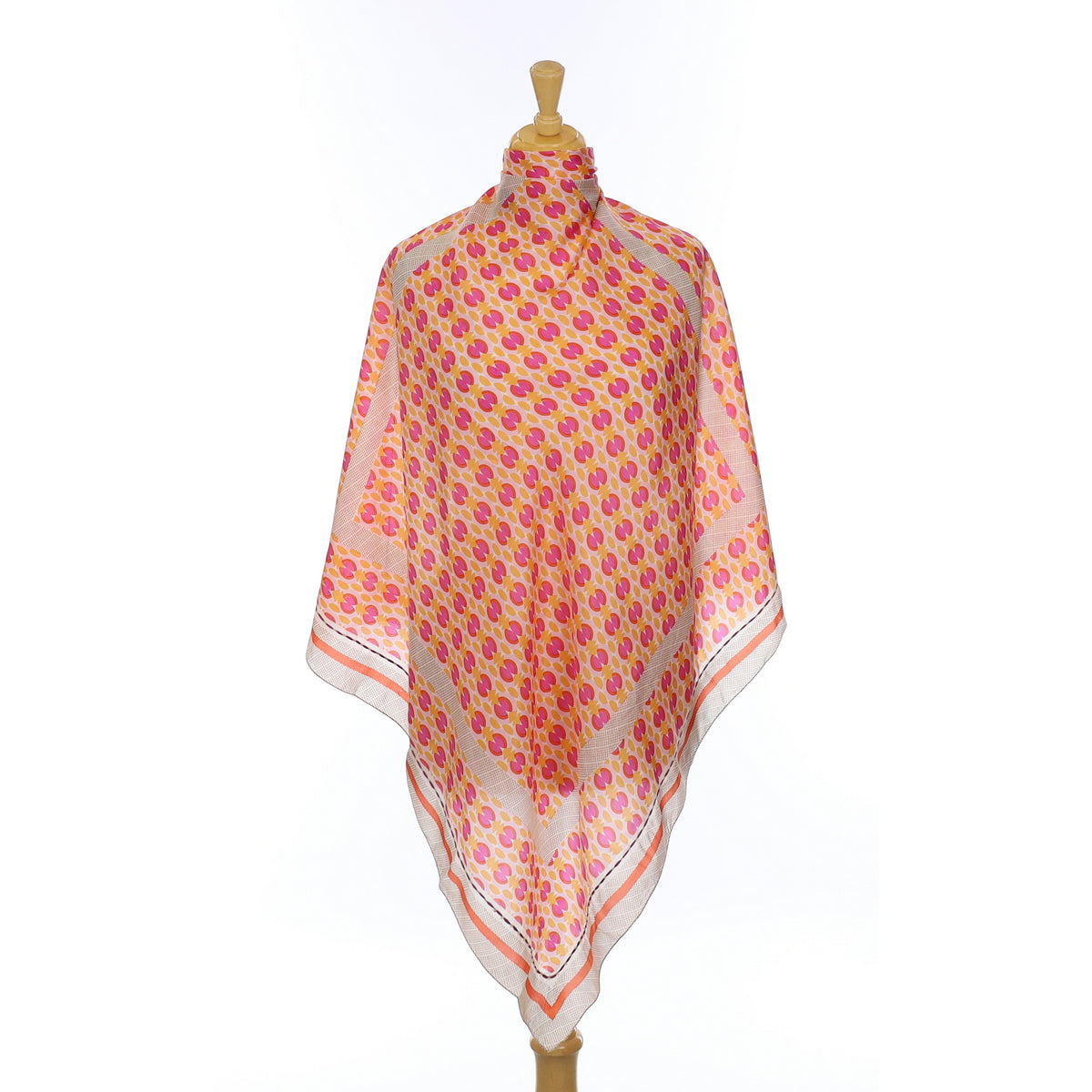 Jaeger Pink and Orange Patterned Silk Scarf